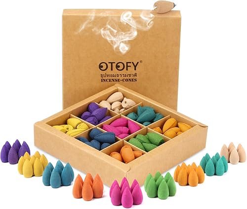 OTOFY Conos de incienso de reflujo para fuente de humo aromático de cascada, Haze Falls, 9 incienso mixto de cascada rosa lavanda para soporte de