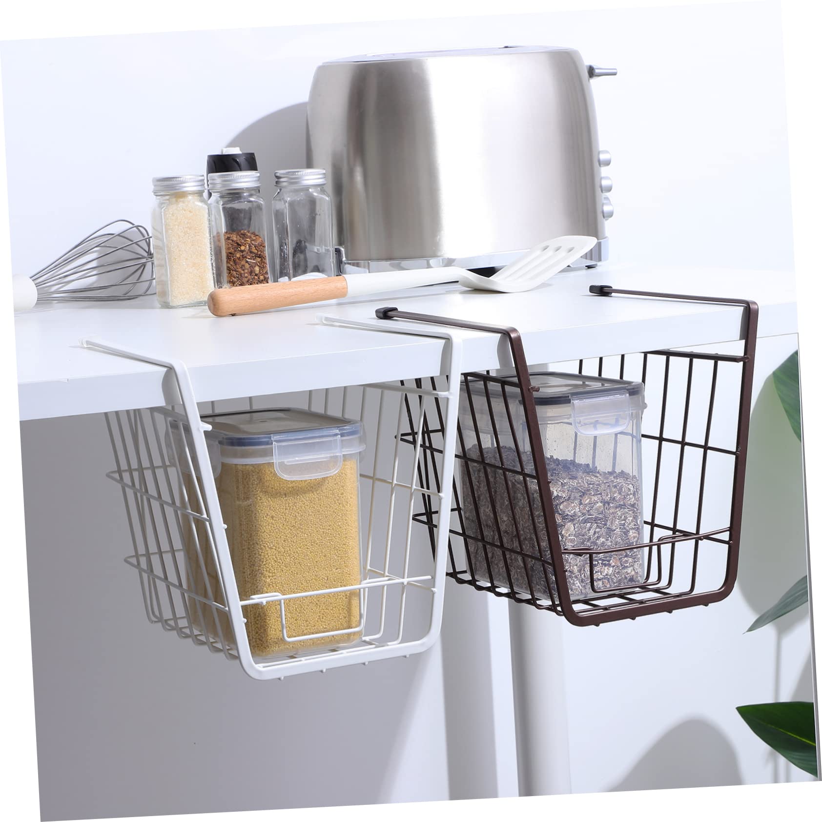 TOPBATHY Cestas De Almacenamiento De Hierro 2 Unidades Cesta Colgante Organizador De Cocina Bajo Estante