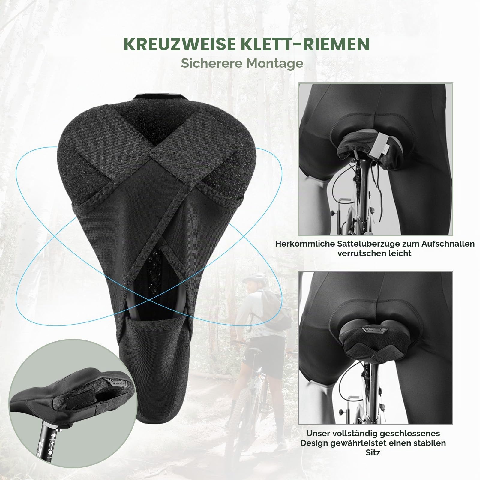 ROCKBROS Fahrrad Sattelbezug Gel Sattel Überzug Schmal & Atmungsaktiv Polstersattelüberzug Fahrradsitz Bezug für MTB, rennrad, E-Bike Rot/Blau (28 * 17cm) Sport & Freizeit