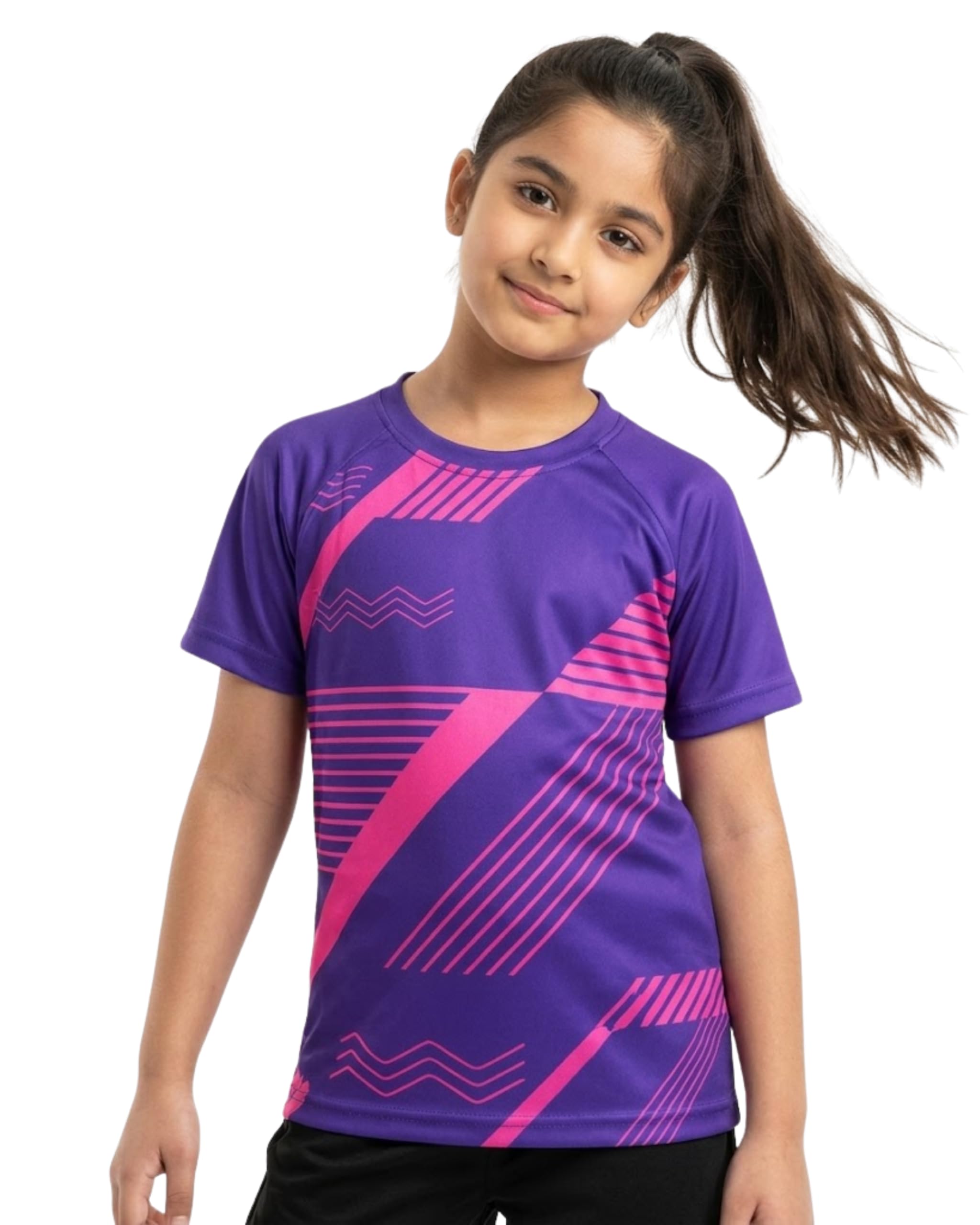 Girls Dry-Fit Sports T-Shirt | Quick-Dry Moisture-Wicking Raglan Half Sleeve Activewear for Kids 4-15 Yrs | Running, Yoga, Gym & Outdoor Play-image-9