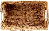 Vista 9 de Juvale Cesta rectangular pequeña de mimbre, cesta de jacinto de agua tejida a mano, se adapta a estantes de almacenamiento estándar, paquete de 2