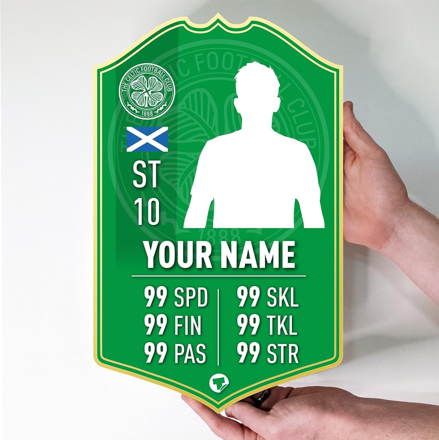 Themed Celtic Gift Personalised Football Stats Card Customised Football Gift Make Your Own (28cm x 18cm)