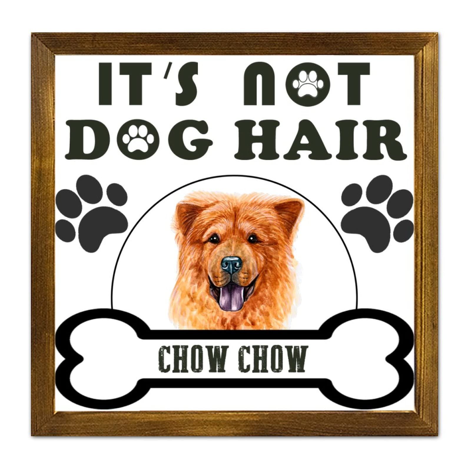 Chow Chow Panneau en Bois 30cm Décoration Murale Humour Salon Cuisine