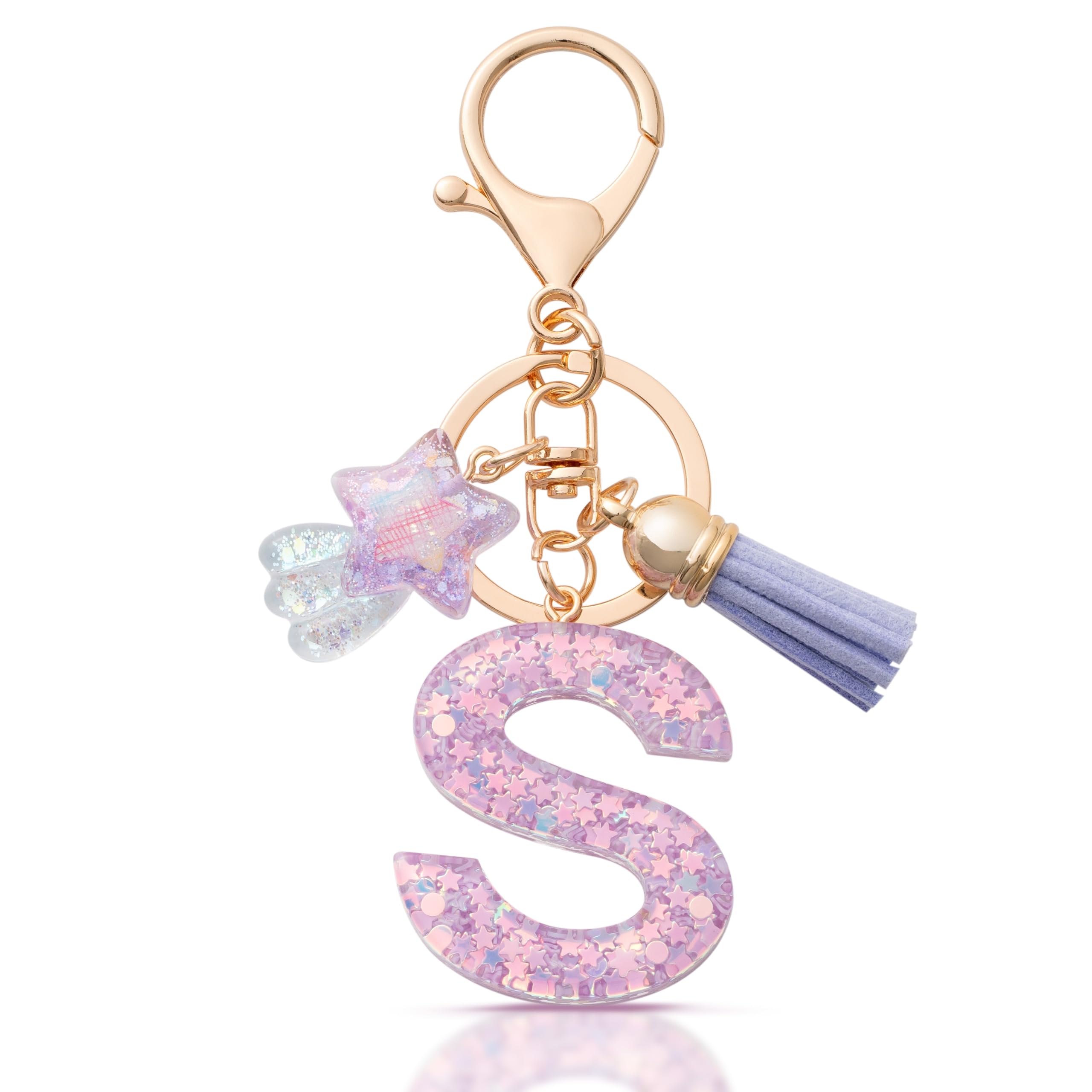 MORSUNBELA Schlüsselanhänger Buchstabe Keychain Letter Schlüsselanhänger mit Anfangsbuchstaben Geschenke für Mädchen Frauen Damen