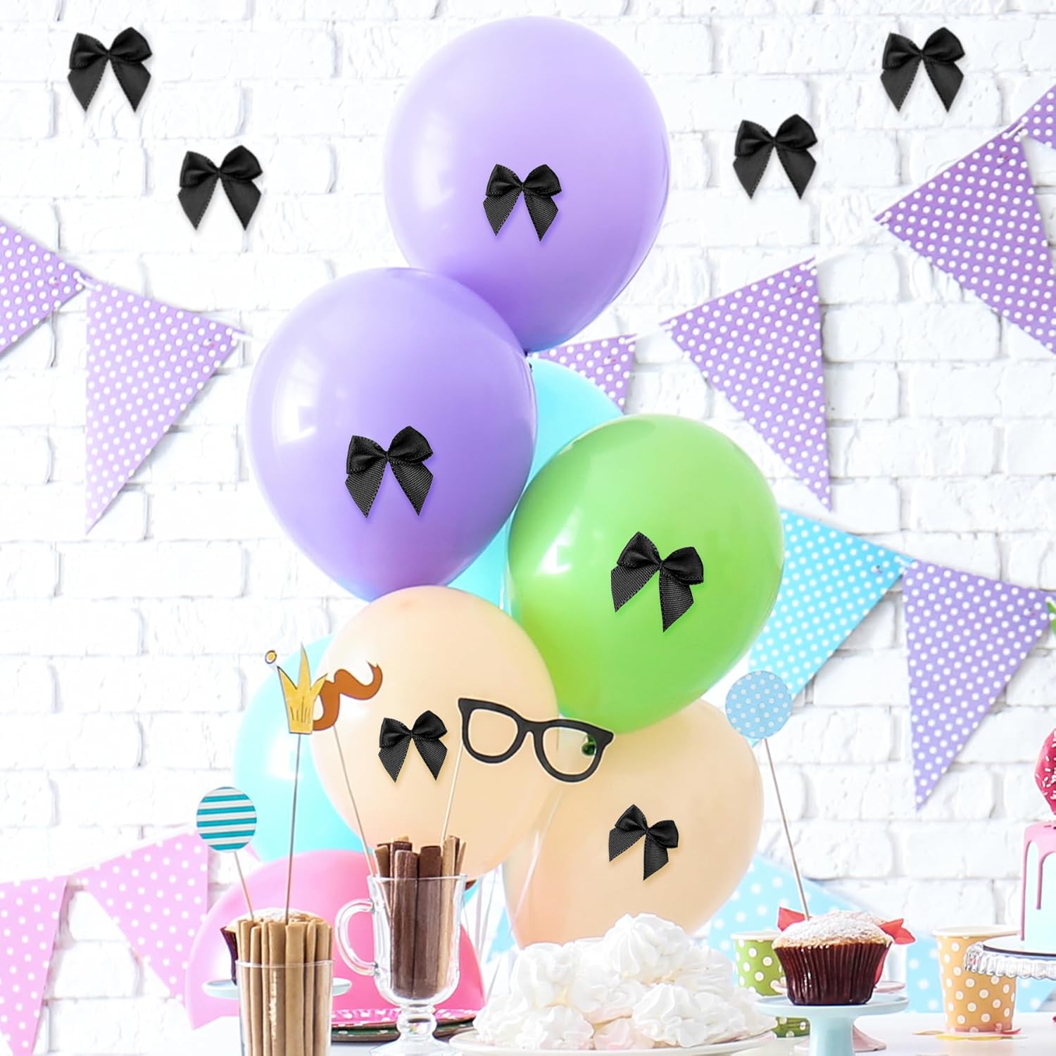 160 Pieces Mini Black Craft Satin Ribbon Bows Christmas Bows for Wedding Birthday Christmas Tree Crafts Home Decoration DIY Making(Black) - Image 4