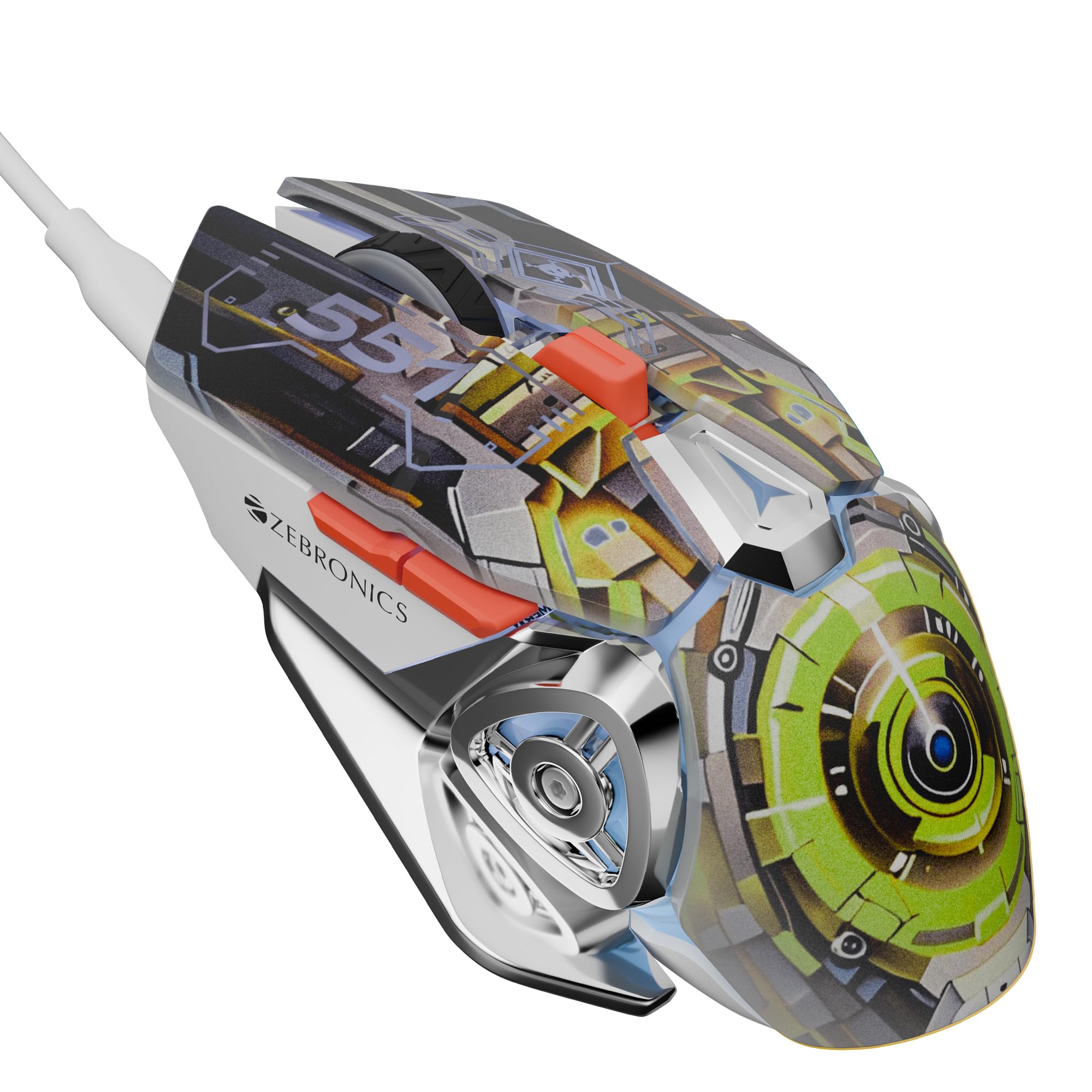 Zebronics Transformer M Plus Wired Gaming Mouse, 12800 Mech Orange - Image 1