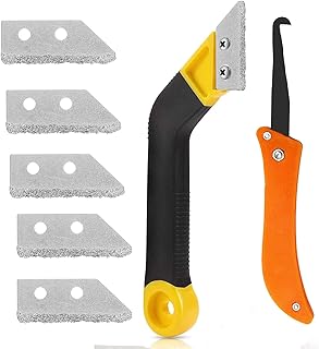 Lot de 7 grattoirs pour joints de carrelage avec 5 accessoires pour nettoyage de carrelage de salle de bain et cuisine