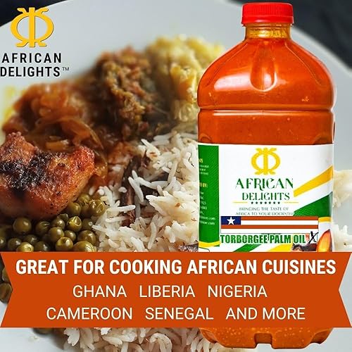 Miniatura 7 de African Delights Aceite de palma roja  100% natural y puro, aceite de palma de alto punto de humo para cocinar  Sin grasas trans, no hidrogenado