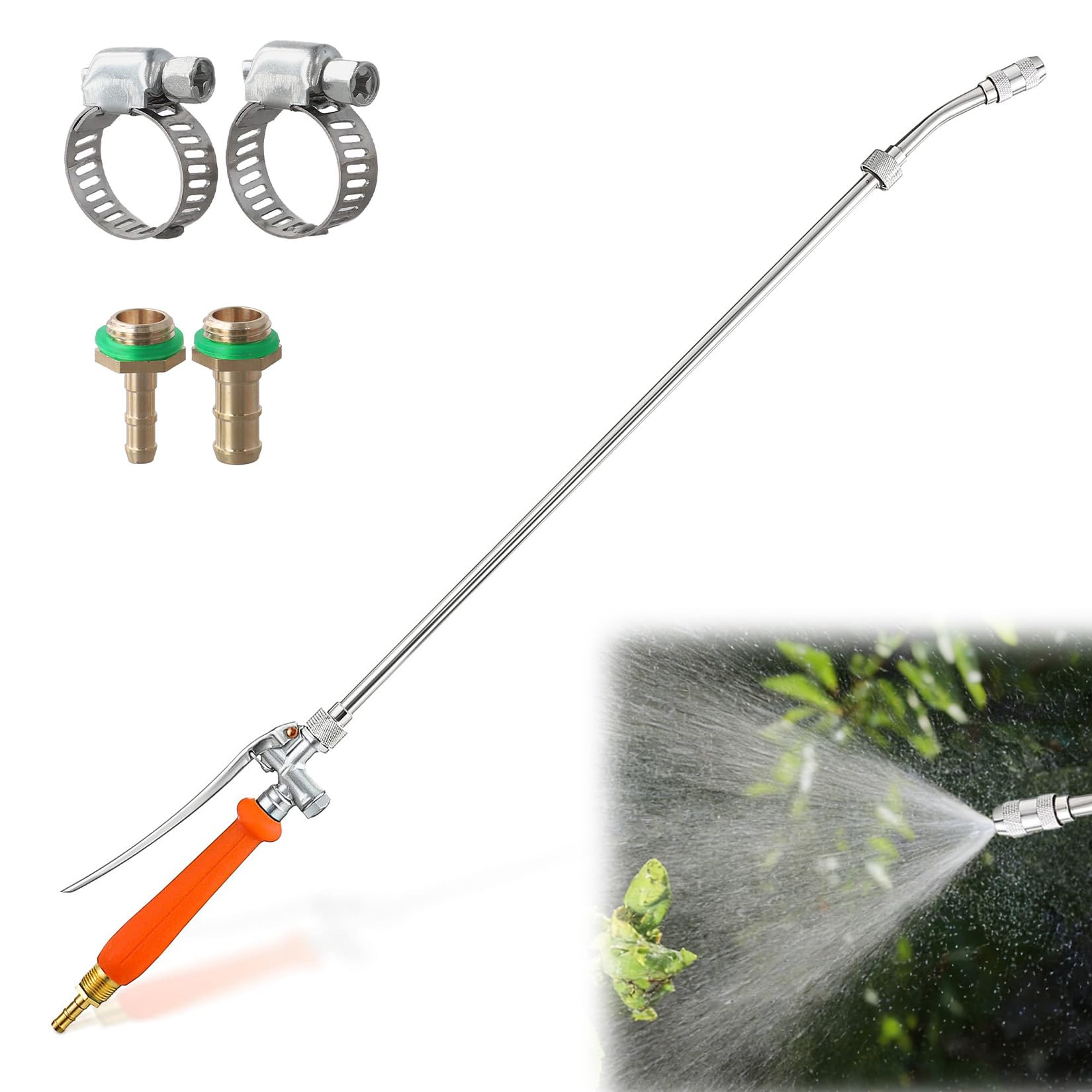 Sprühstab Sprühlanze Verstellbarer Ersatz-Universal-Sprühstab 73 cm Edelstahl 1/4'' 3/8'' Messing-Widerhaken Hochdruckreiniger Sprühlanze für Gärten Obstgärten
