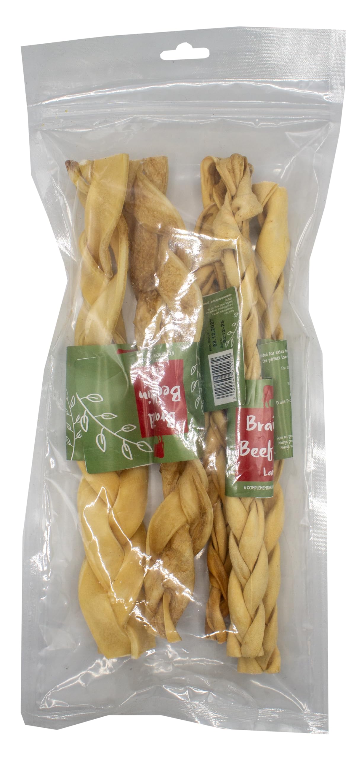 Pure & Natural Braided Beef Skin - Large 30cm - 5 Pack - 100% Natural Beef Dog Chew - Air Dried & Grain Free