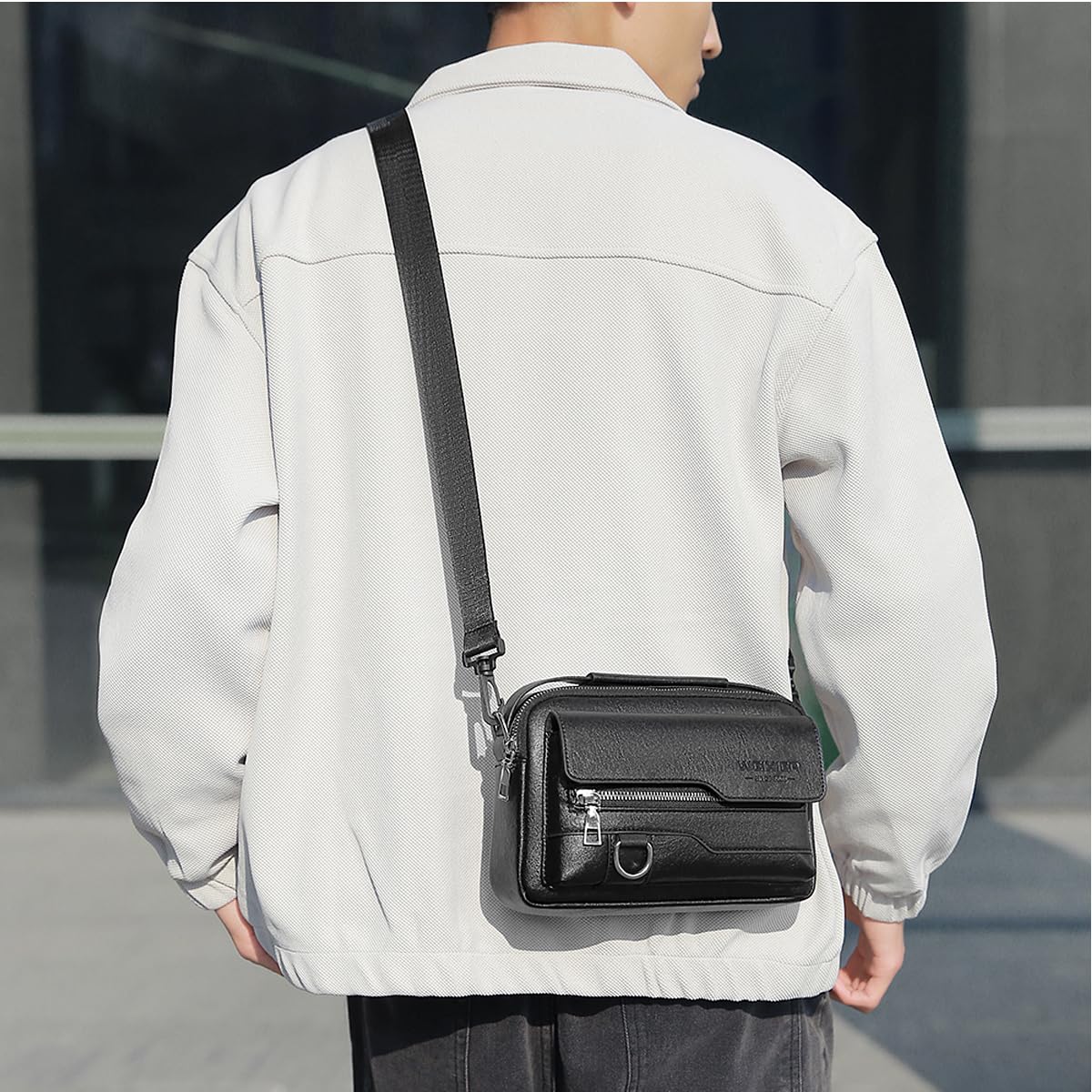 A-QMZL Sacs Bandoulière homme,Sacoche Bandouliere Cuir Petite Sac à Bandoulière vintage Shoulder Bag Crossbody Business Sacs Étanche Convient pour loisirs, travail,voyages