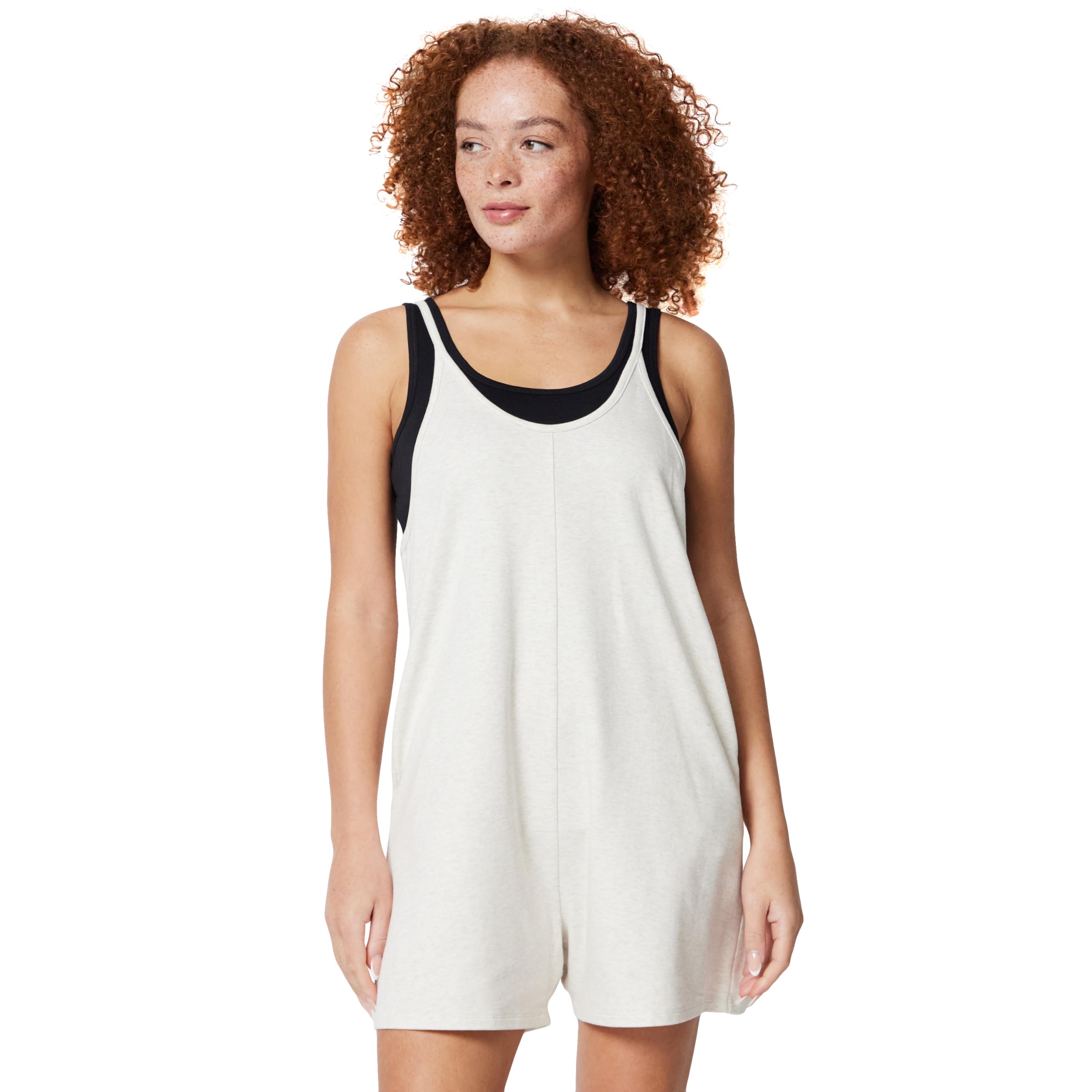 Amazon Essentials Women's Oversized-Fit Sleeveless Romper, Oatmeal Heather, XX-Large