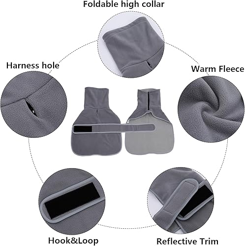 Miniatura 2 de Geyecete - Chaqueta para perro, ideal para perros salchichas con forro de felpa acolchado y cuello alto, traje de nieve para perro con bandas