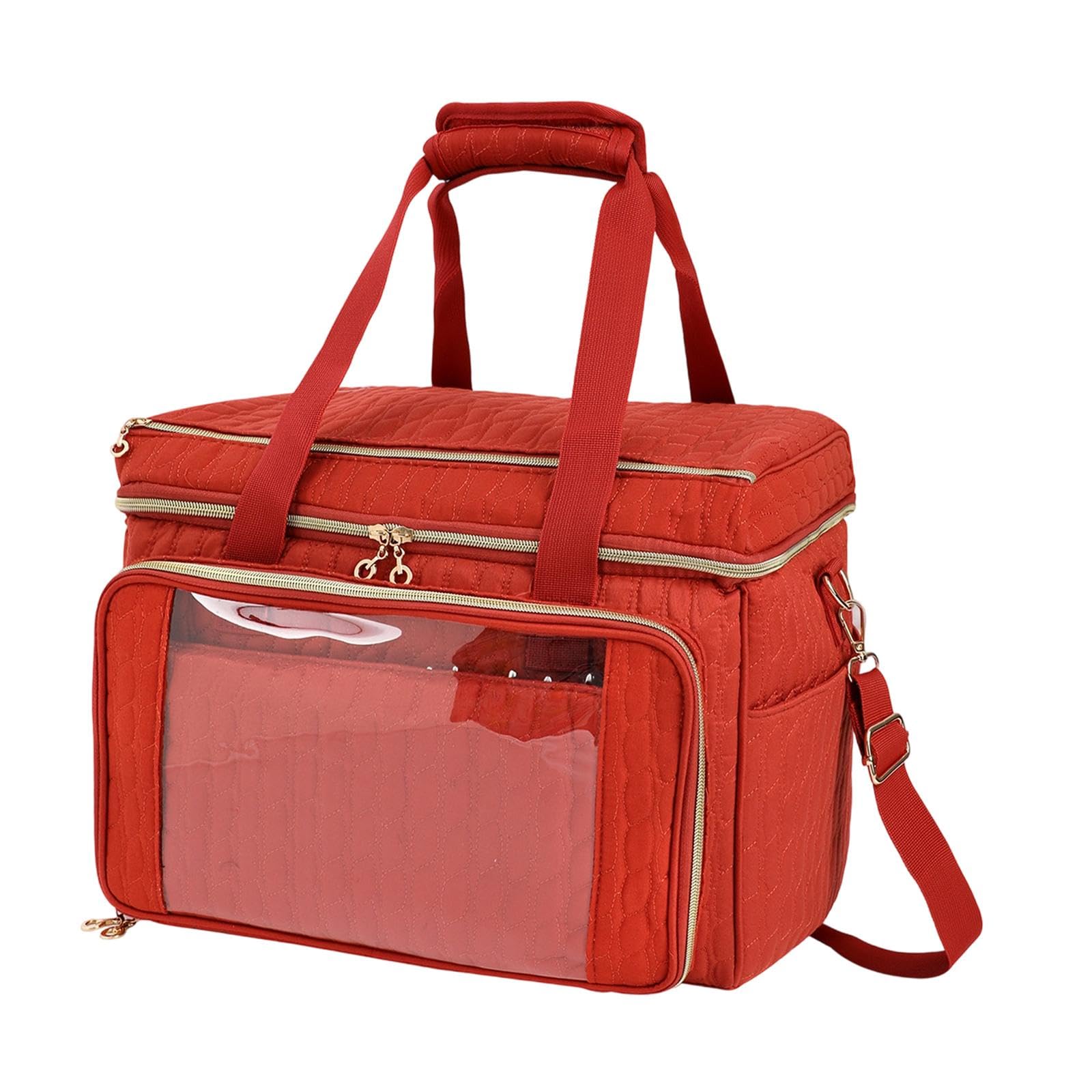 Bolsa de Tejer, Soporte para Guardar Hilo, Elegante Bolsa de Costura, Accesorios, Asa Portátil para Mesa de Parque, Rojo, Individual