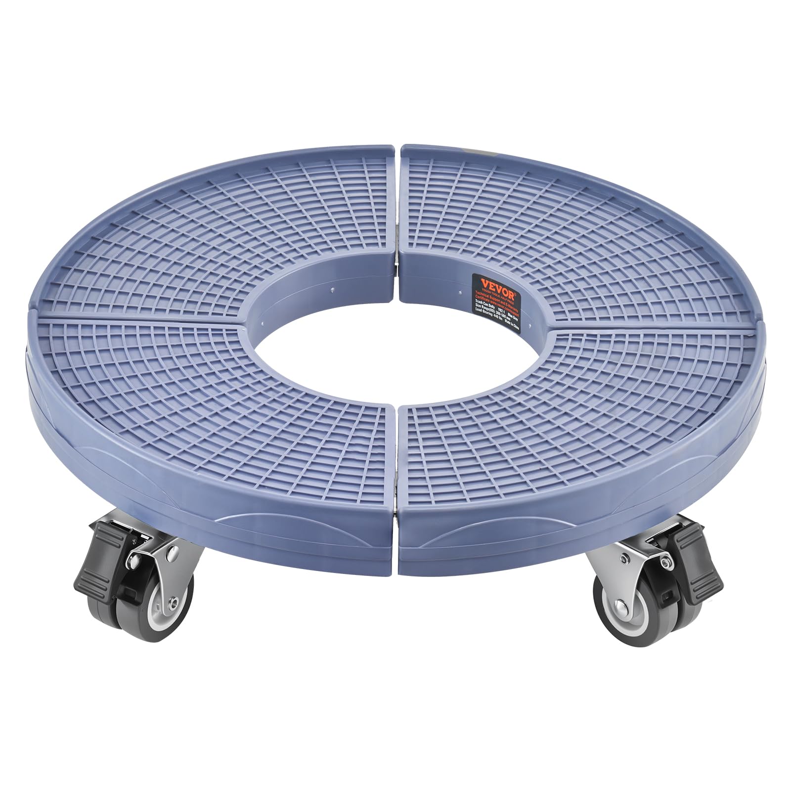 VEVOR Carrito de Bote de Basura, Carrito con Ruedas Multifuncional con 4 Ruedas Bloqueables, Carga de 181,4 kg, Base Redonda con Ruedas para Bote de Basura, Ajustable de 380 mm - 580 mm, Azul