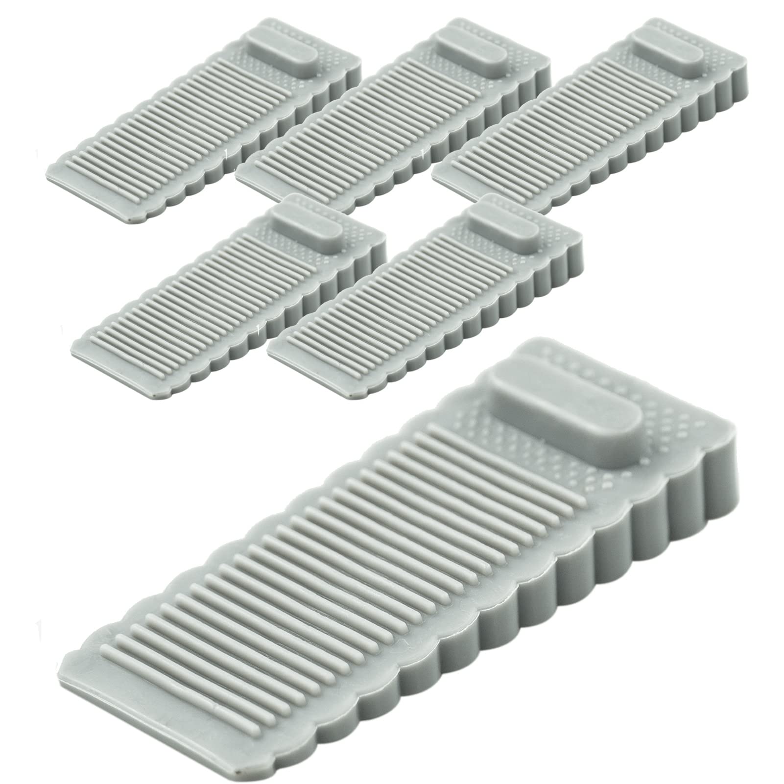 5 Pack Clear Rubber Door Stops - Premium Heavy Duty Wedges for Floor Patio (Grey)