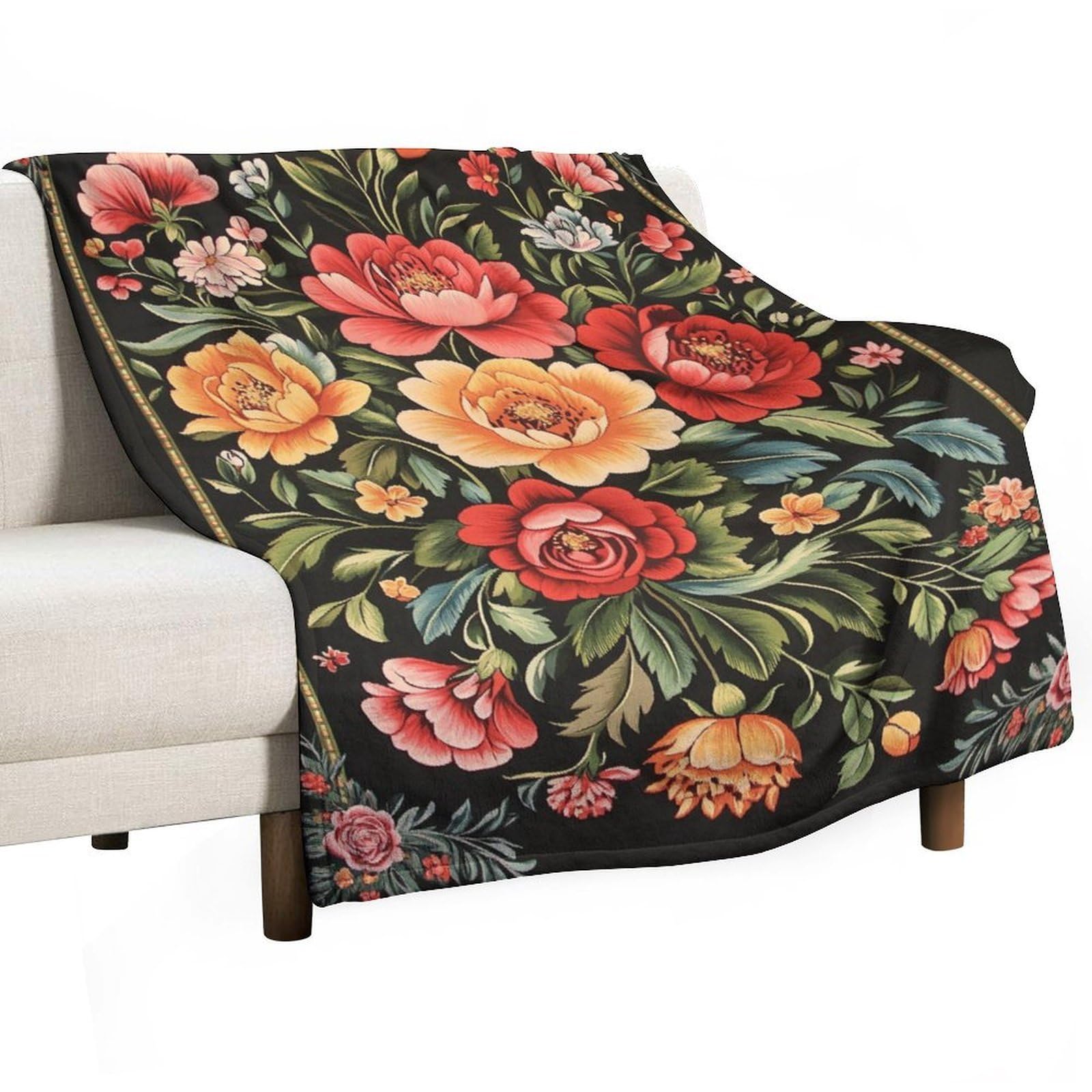 Couverture anti-boulochage plaid canapé 130x150 lit chambre adulte jeté de lit à fleurs colorées