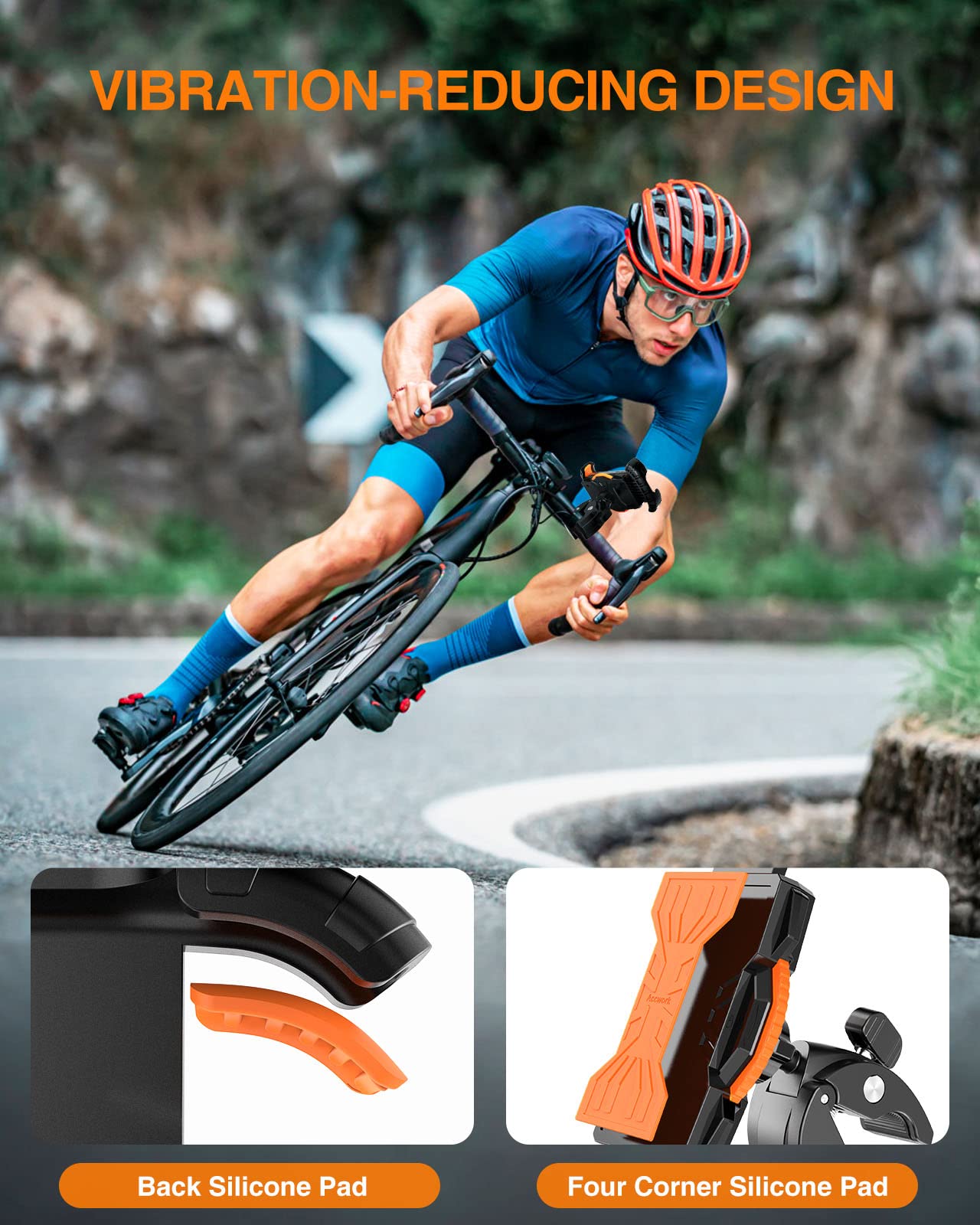 Accwork Support Téléphone Vélo, Moto Guidon Amovible [Jamais