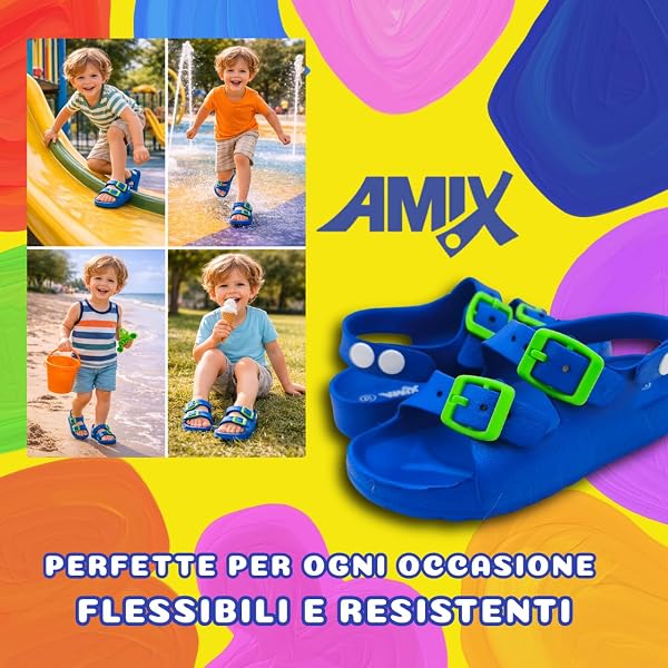 Amix Sandali Bambino Bambina in Gomma, Ciabatte Bimbo Estive da Mare, Piscina, Casa e Spiaggia, Sandaletti Bimba - 5