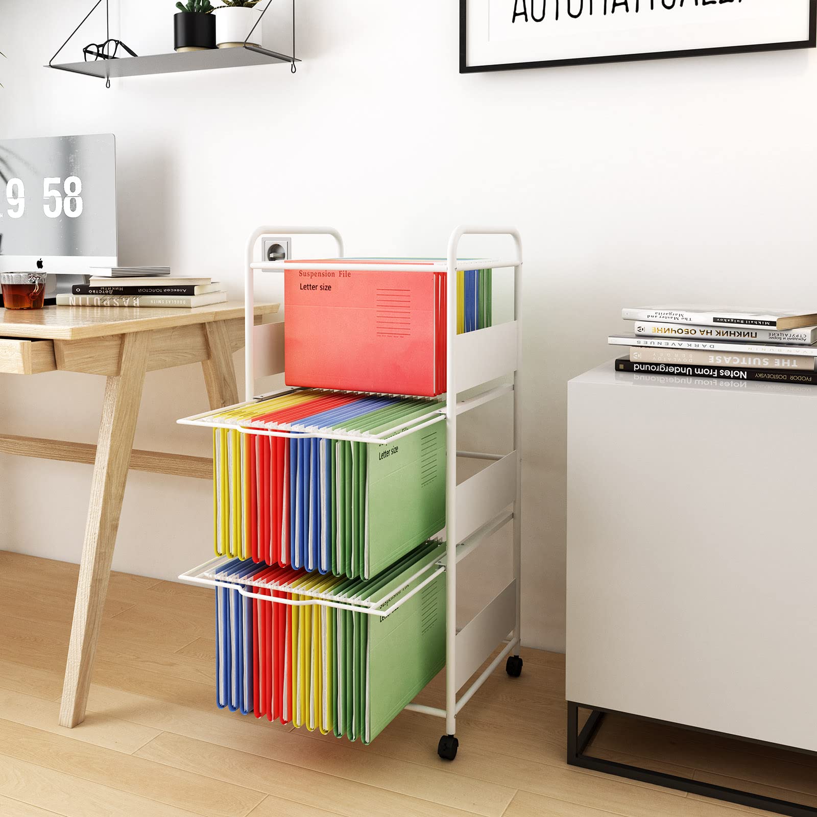 Buy PUNCIA 3 Tiers Drawer Rolling File Cart with Wheels for Letter