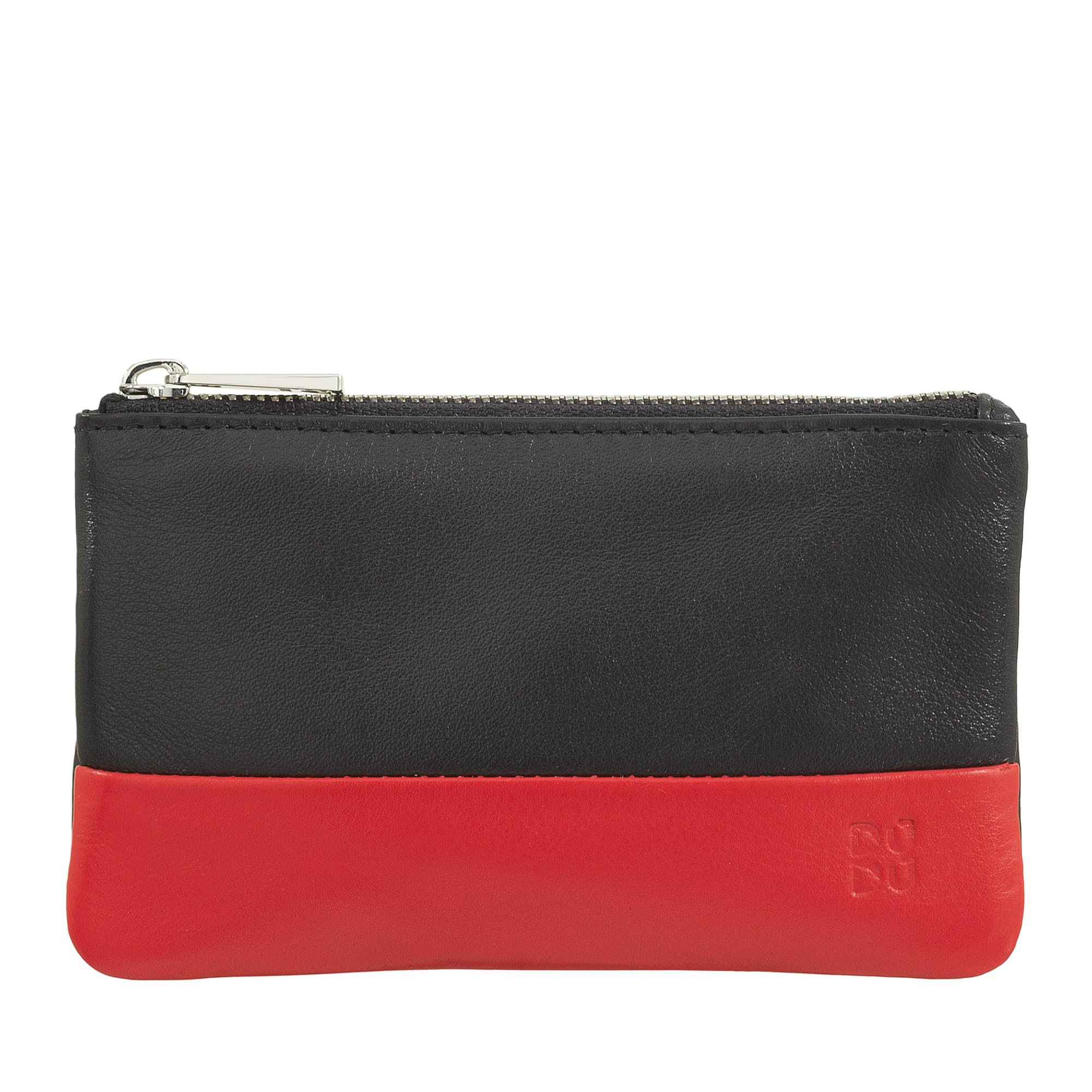 DUDU Astuccio portachiavi colorato in pelle uomo donna formato bustina con zip Nero