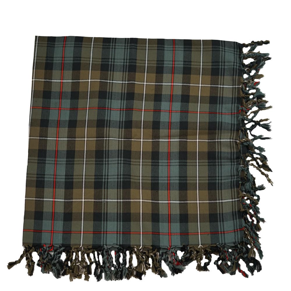 The Scotland Kilt Company Men's Mackenzie Weathered Scottish Fly Plaid In - Tartan Polyviscose Lightweight Durable Shawl With Purled Fringe - 39”X39”