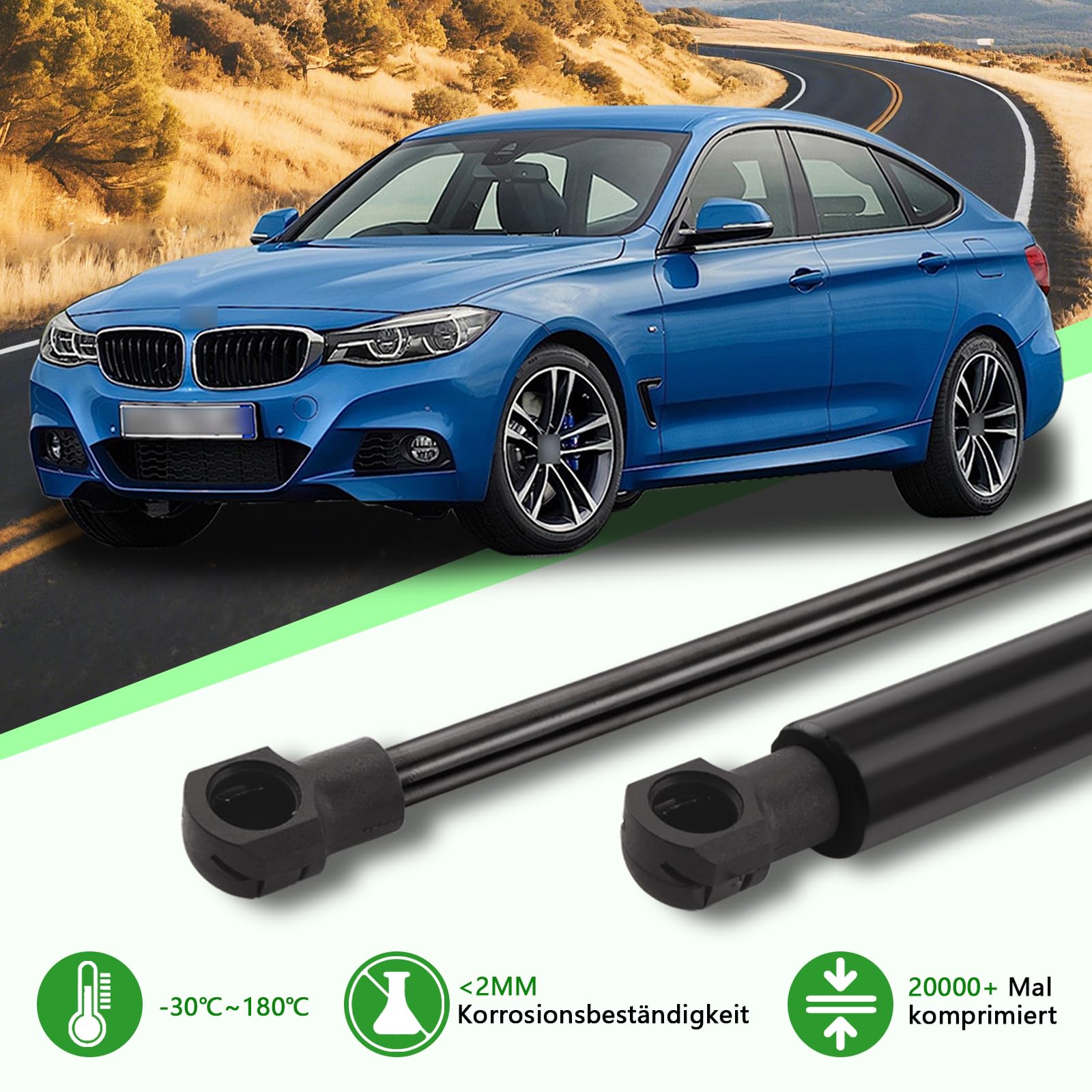 2x Ammortizzatore Pneumatico per BMW 3er E90 316 318 320 323 325 Cabriolet 2004-2011, per 3er Touring E91 316 318 320 323 325 Kombi 2004-2016 Ammortizzatori Cofano Motore Sostituire#51237060550