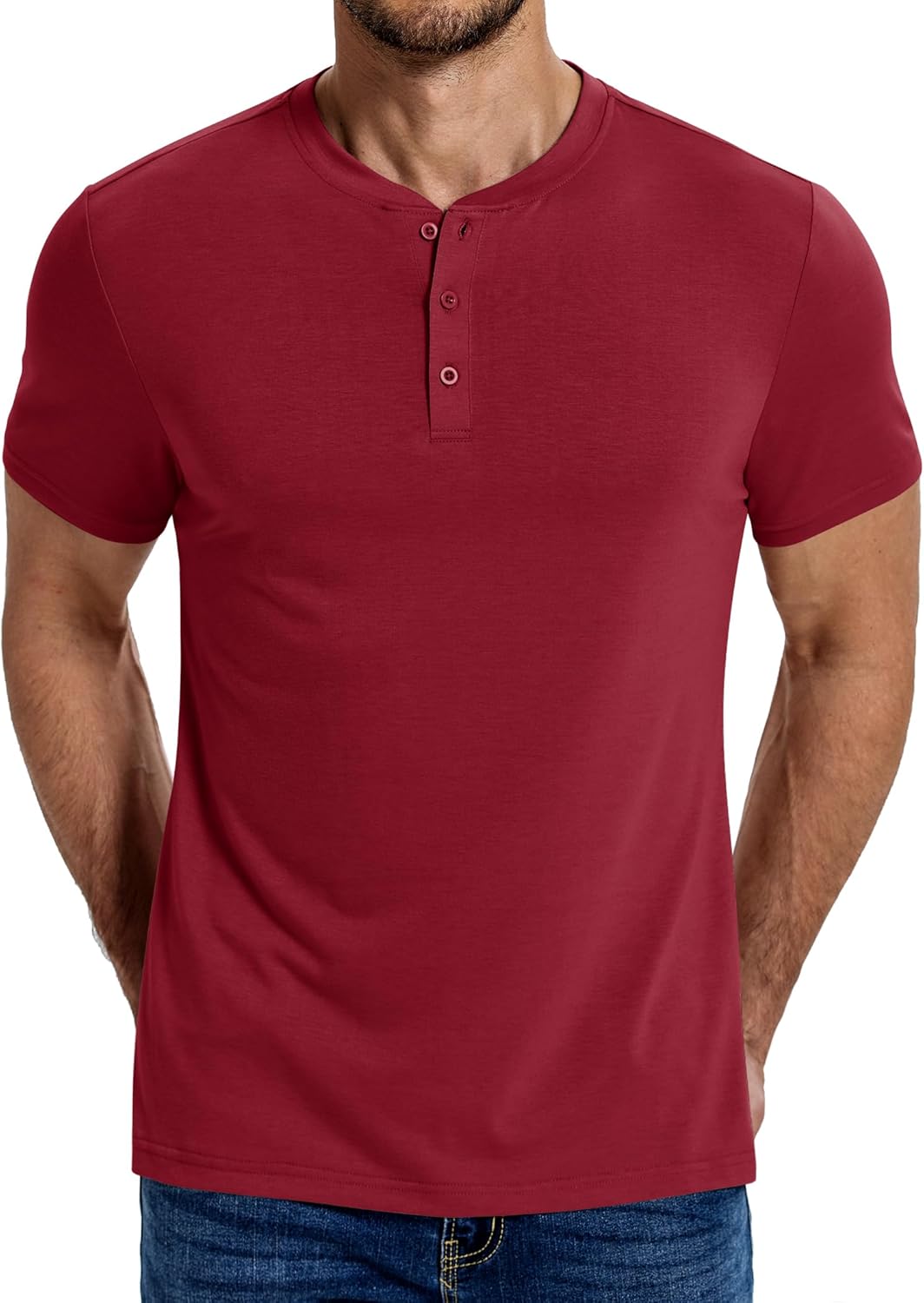 COOFANDY Men's Henley Shirts Cotton Short Sleeve Casual T-Shirt Button Henley Basic Tee Lightweight Summer Top