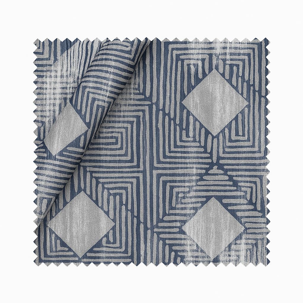 avyay creation Men's Cotton Unstitched Shirt Fabric, Geometric Print, Indigo and Grey-picture-51
