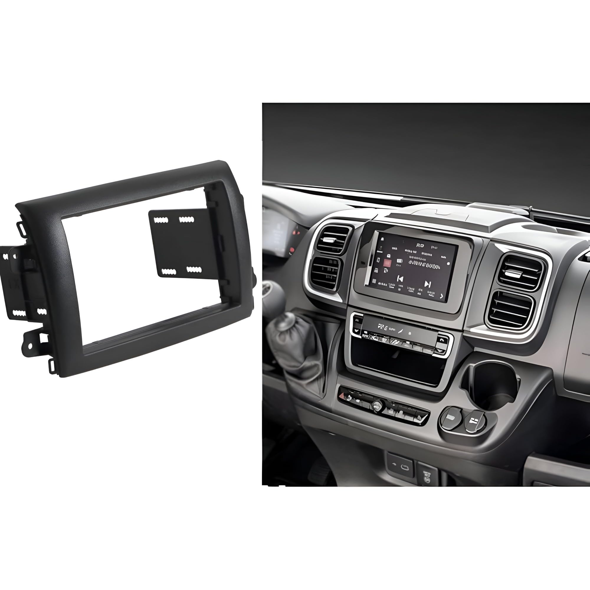 Kit Montage Autoradio 2 DIN Sound-way Pour Fiat Panda (169) 2003-2012 – Cadre Gris + Adaptateur Antenne + Faisceau ISO