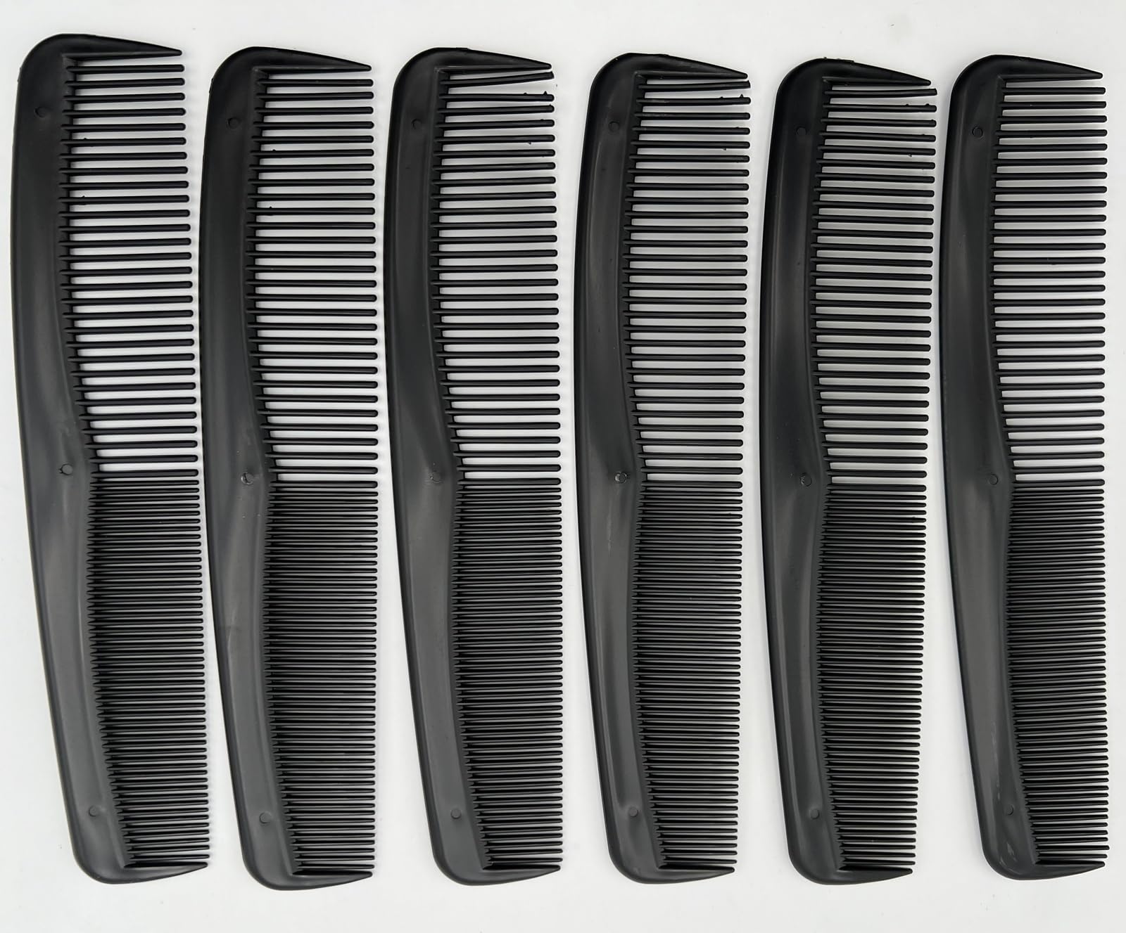 Hair Dressing Comb Set – 8 Inch Black Plastic Coarse & Fine Hair Comb for All Hair Types (Pack of 6)