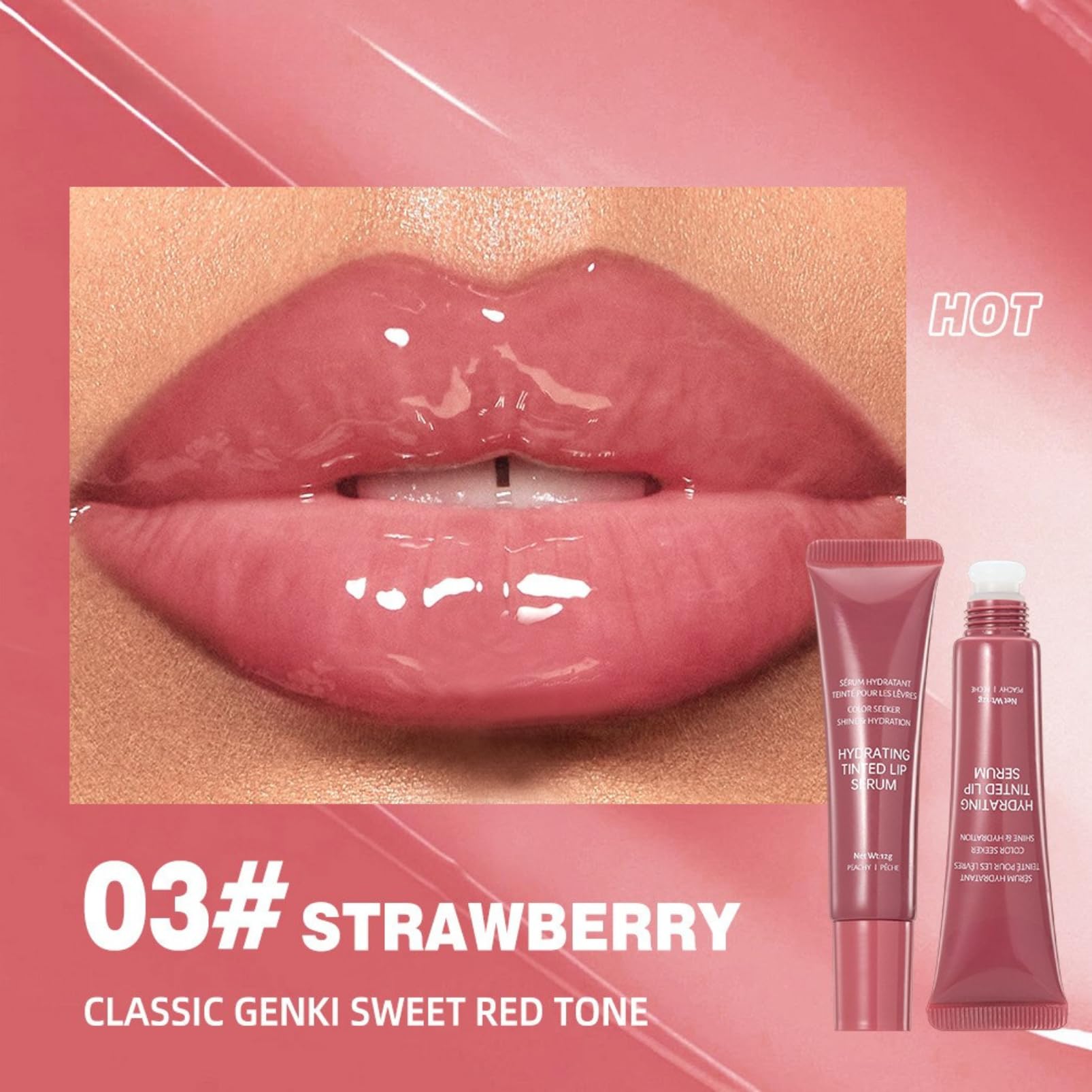 3Pcs Tinted Lip Serum Gloss, Summer Lip Mask Tinted Hydrating and Nourishing Lip Gloss, not Sticky Shine Lip Care Oil - Image 2
