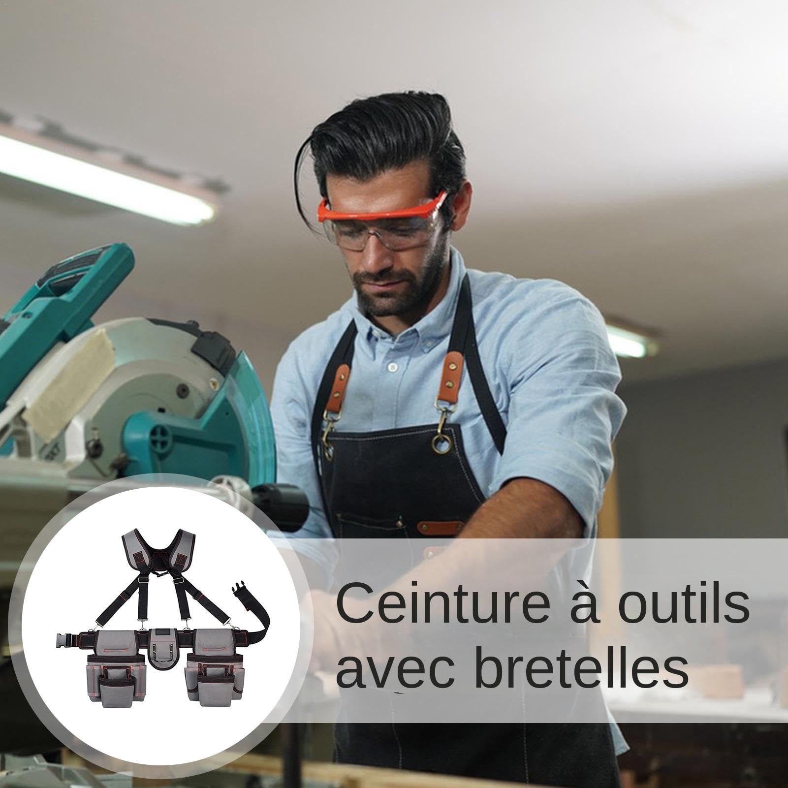 JINGLING Ceinture à outils à bretelles avec pochettes, organisateur de