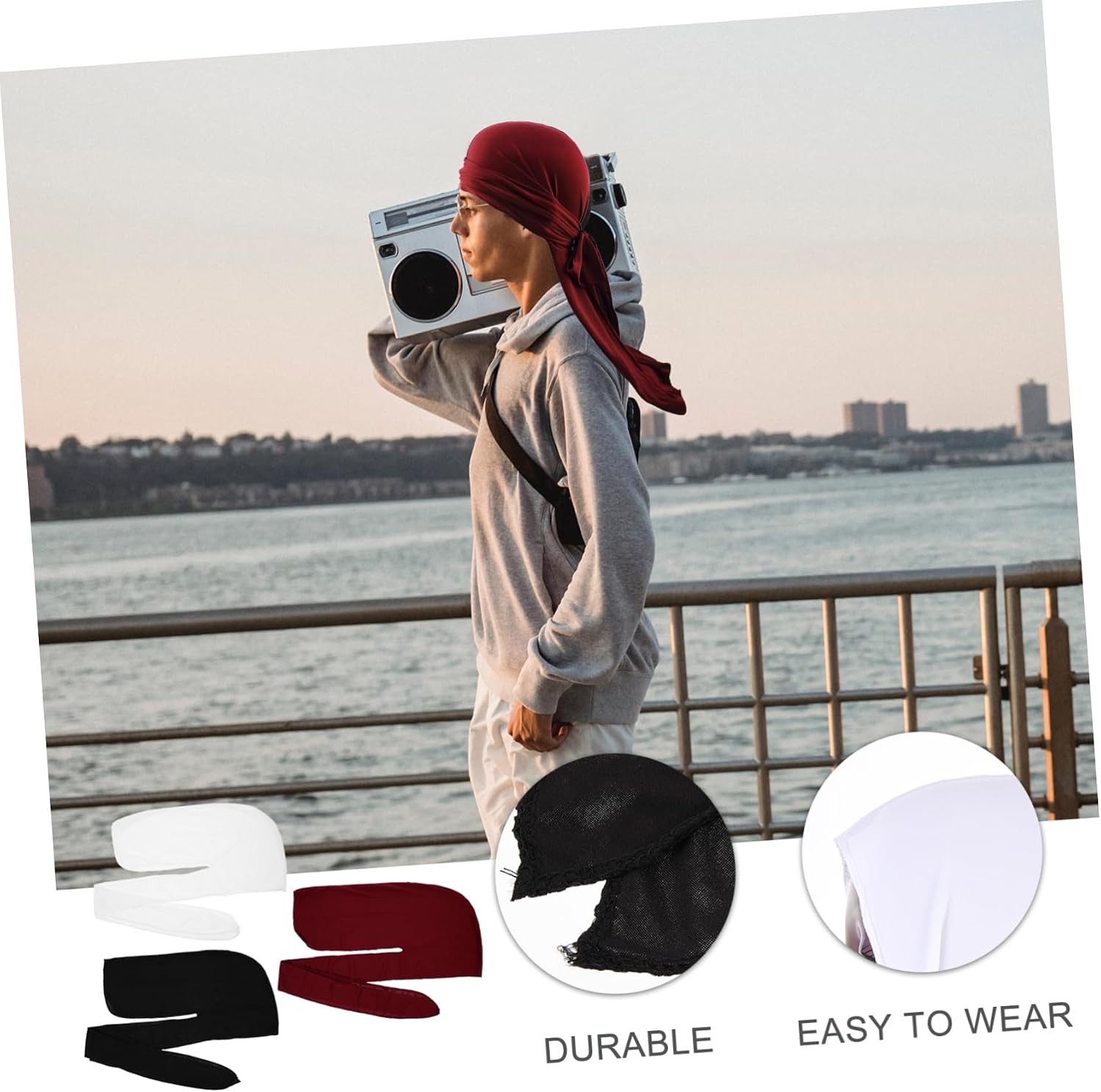 Baluue Hip-hop Turban Ladies Headbands Headwear Hats for Men Tail Ladies Hats Beanie Head Wraps for Women Hat