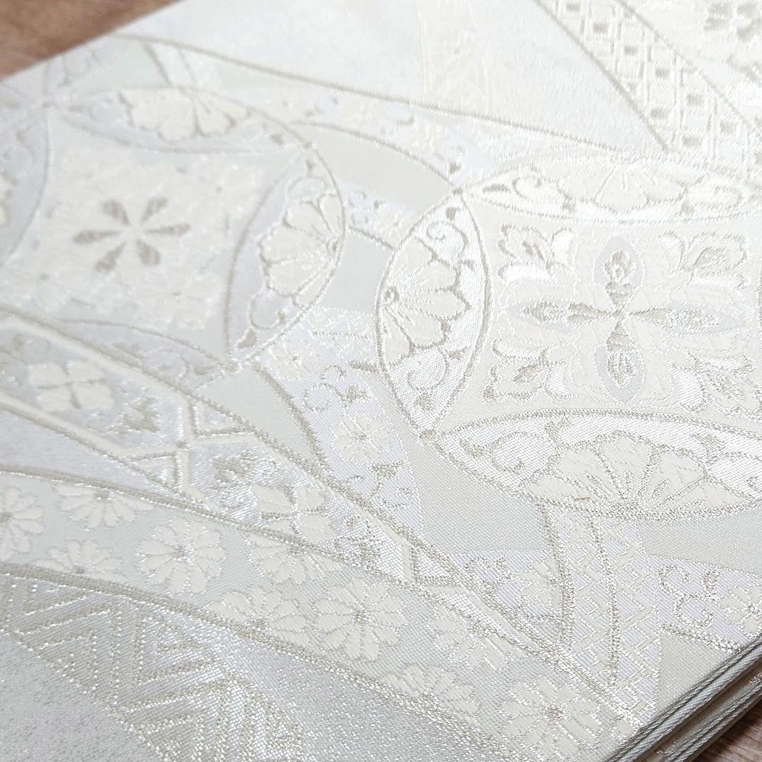 袋帯 白銀 熨斗目 華文 銀箔 お仕立て込み 袋帯 白銀 熨斗目 華文 銀箔 お仕立て込み