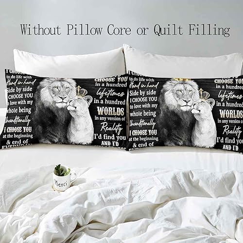 Miniatura 4 de VIVIHOME - Juego de ropa de cama de 3 piezas, tamaño King y Queen, diseño de animales de safari africano, color negro, funda de edredón, decoración