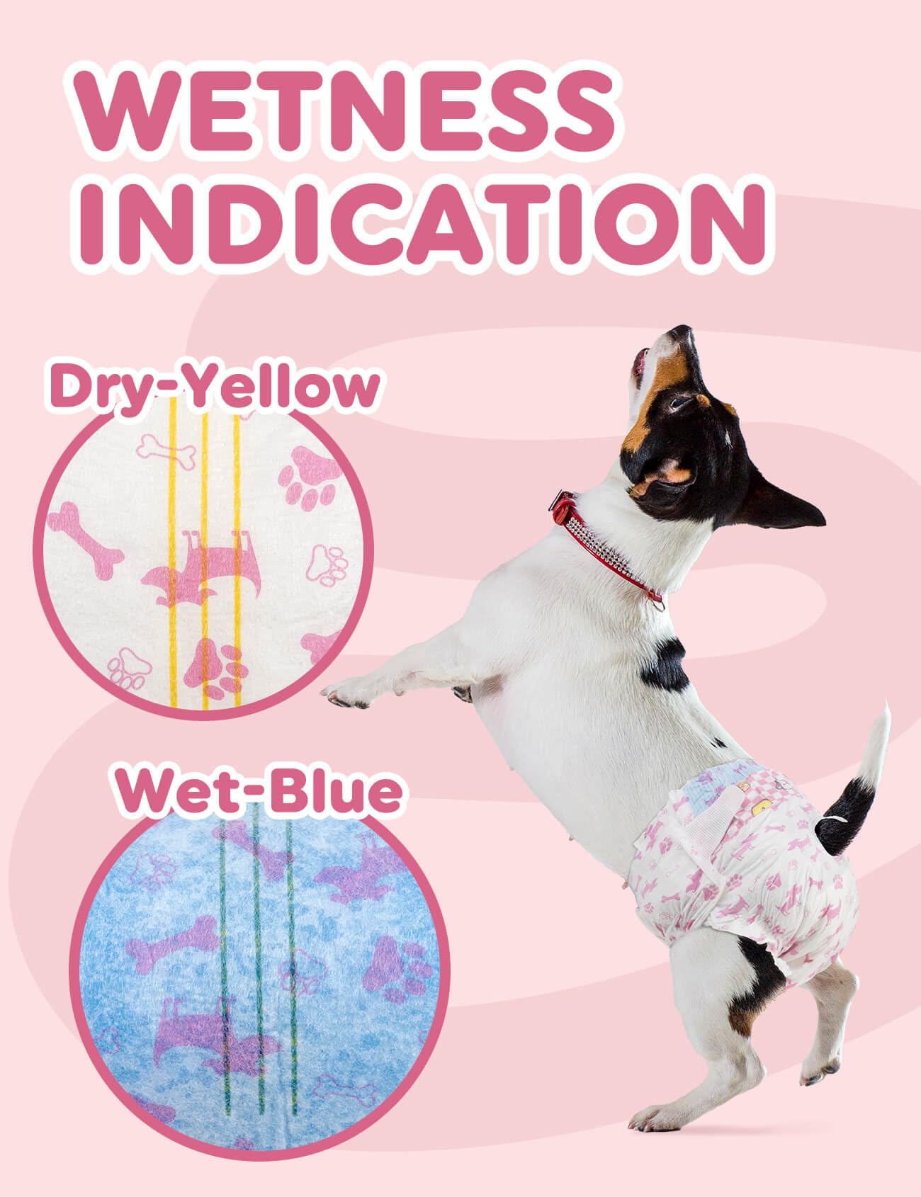 Dono pannolini per cani femmina, 48 pz., pannolino per gatti, mutande cane femmine, con indicatore di umidità, assorbenti, incontinenza, eccitazione urinaria, i cani in calore, XXS, XS, S, M, L