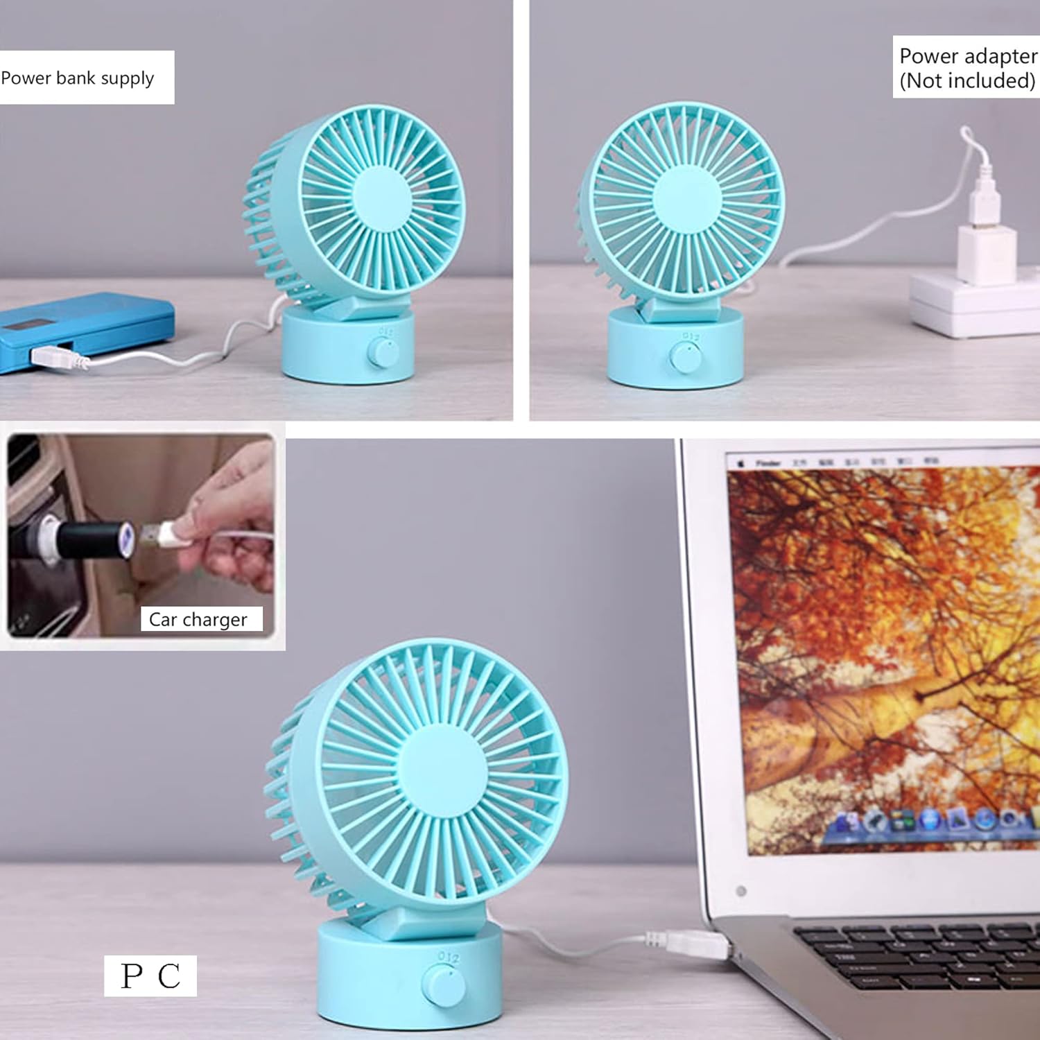 USB-powered Cord with Motion Sensor UDB Fan Tiny Mini Fan Office Desk Fan Automatic Compact fan for Audio Receiver Traveling Computer 2 Air Volume Modes Customizable 4 Colors,Macaron Blue