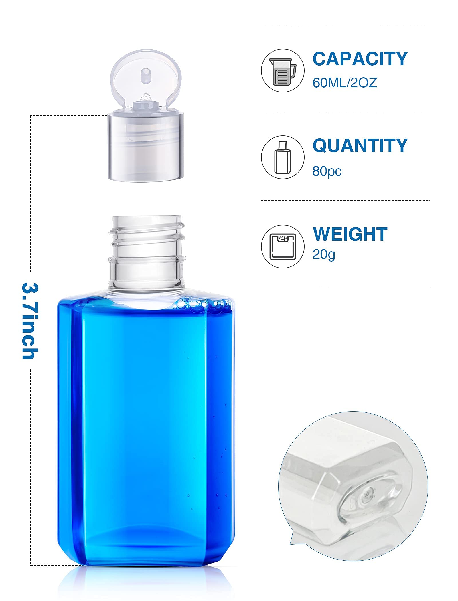 Buy Empty Hand Sanitizer Bottles,Clear Travel Size Bottles,80 Pack