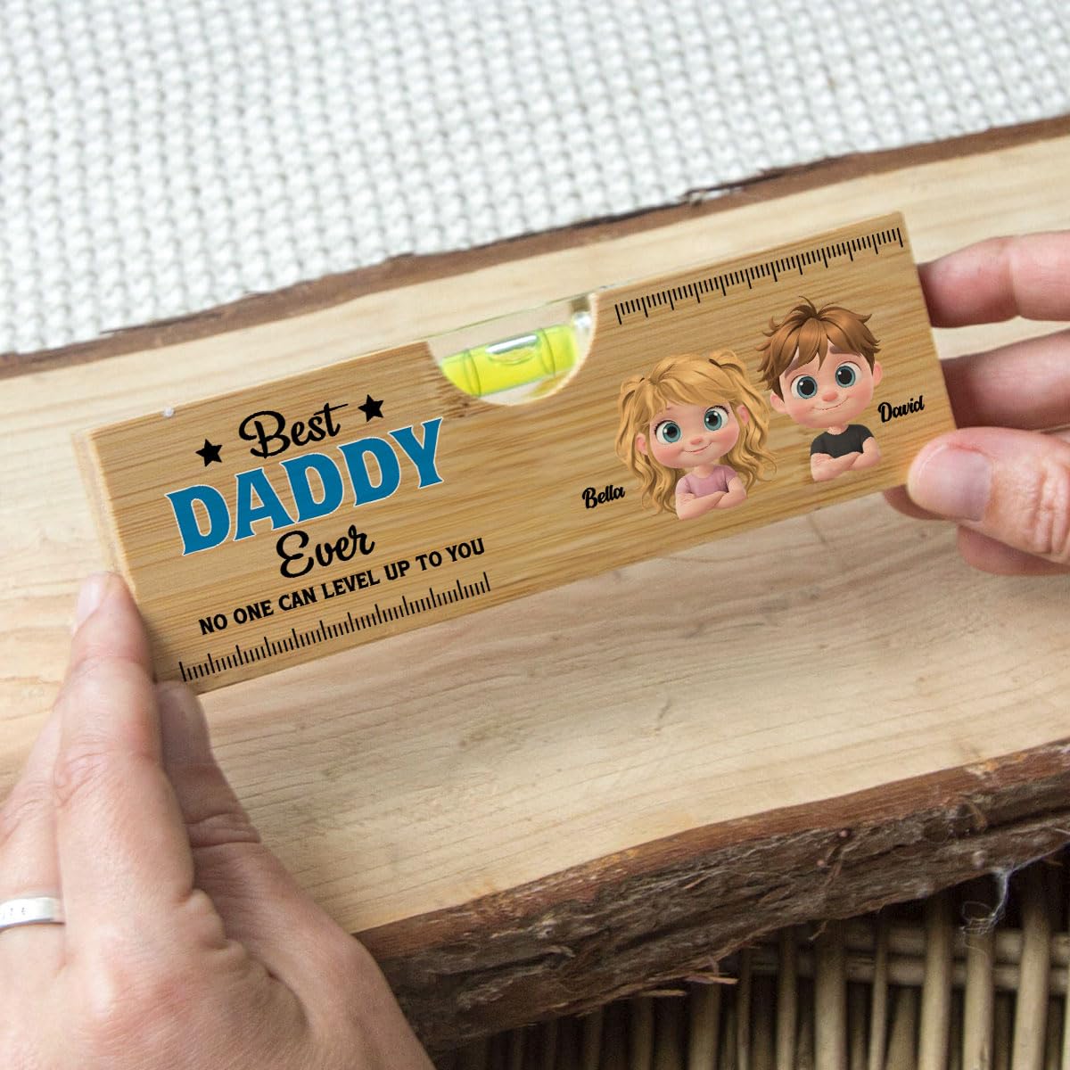 Wrappiness Best Dad Ever Personalized Wooden Spirit Level Bottle Opener - Custom Engraved Gift for Dad, Grandpa, Father's Day, Birthday, Christmas (Best Dad, 2-Boy Boy)