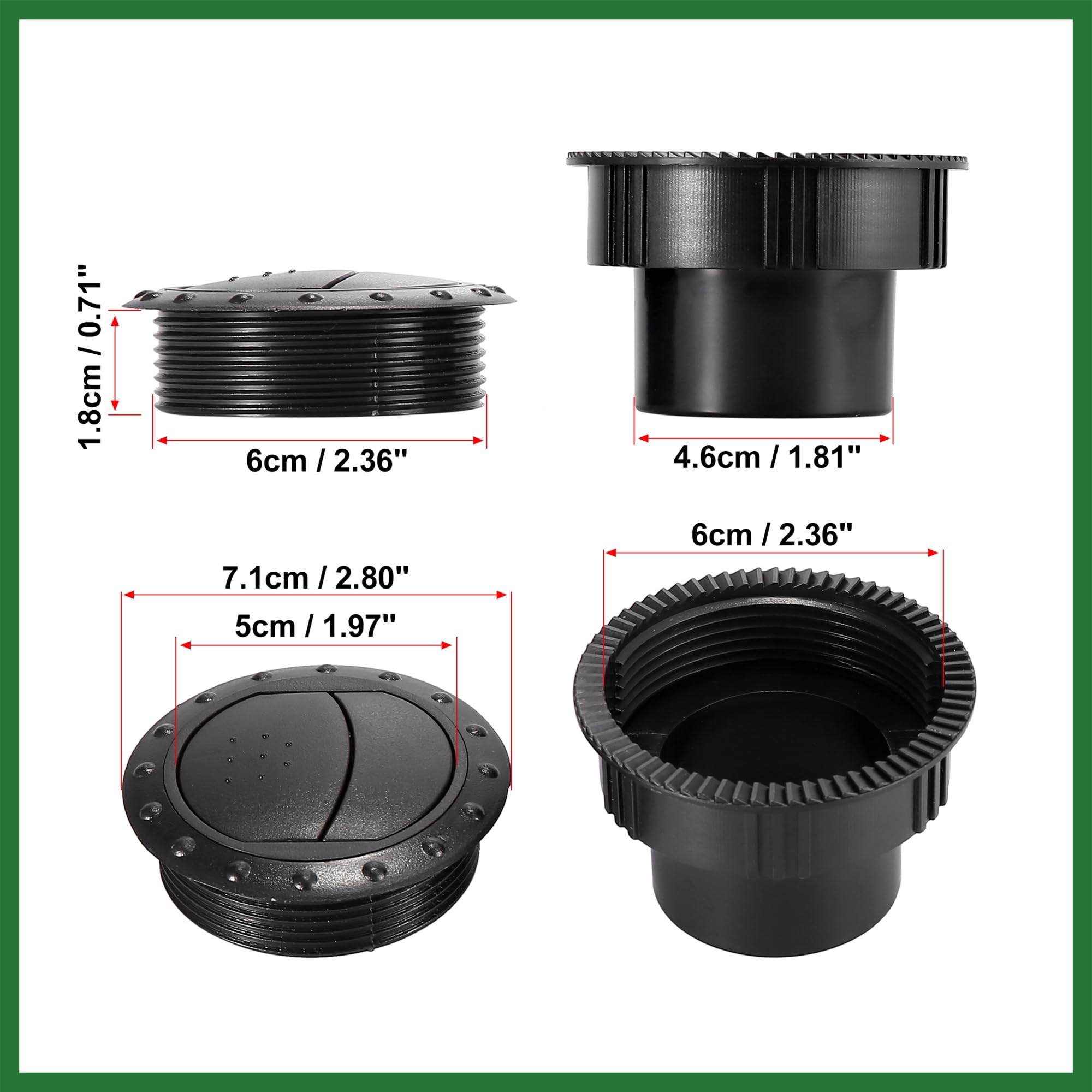 Motoforti 4Pcs AC Air Outlet Vent Louvered Knob for RV Bus Boat Yacht 60mm Long-lasting, Black, 5.3x7.1cm / 2.09"x2.80"(H*D) - Image 2