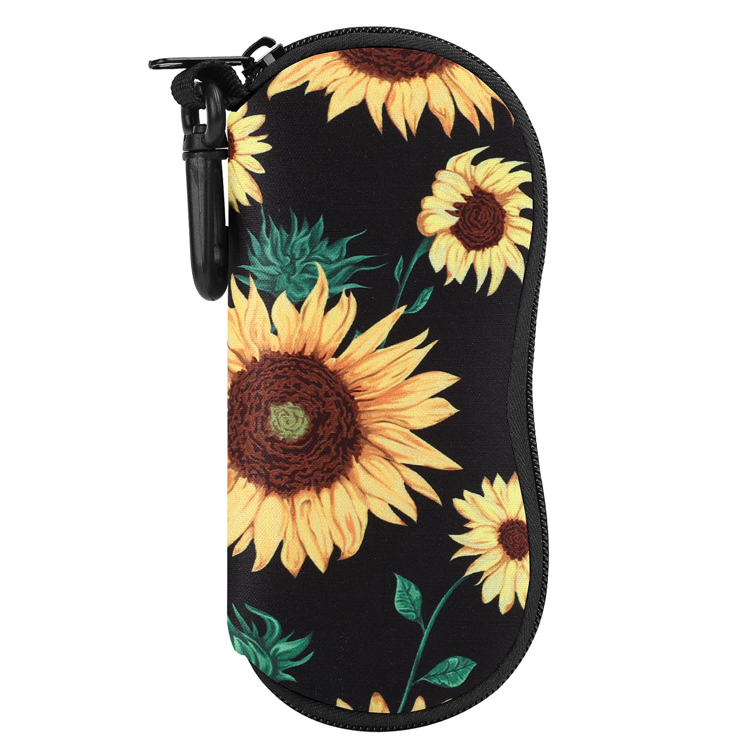 Moko Women's Sun Flower Sunglasses Soft Case Ultra Light Neoprene Zipper Eyeglass Case With Belt Clip,