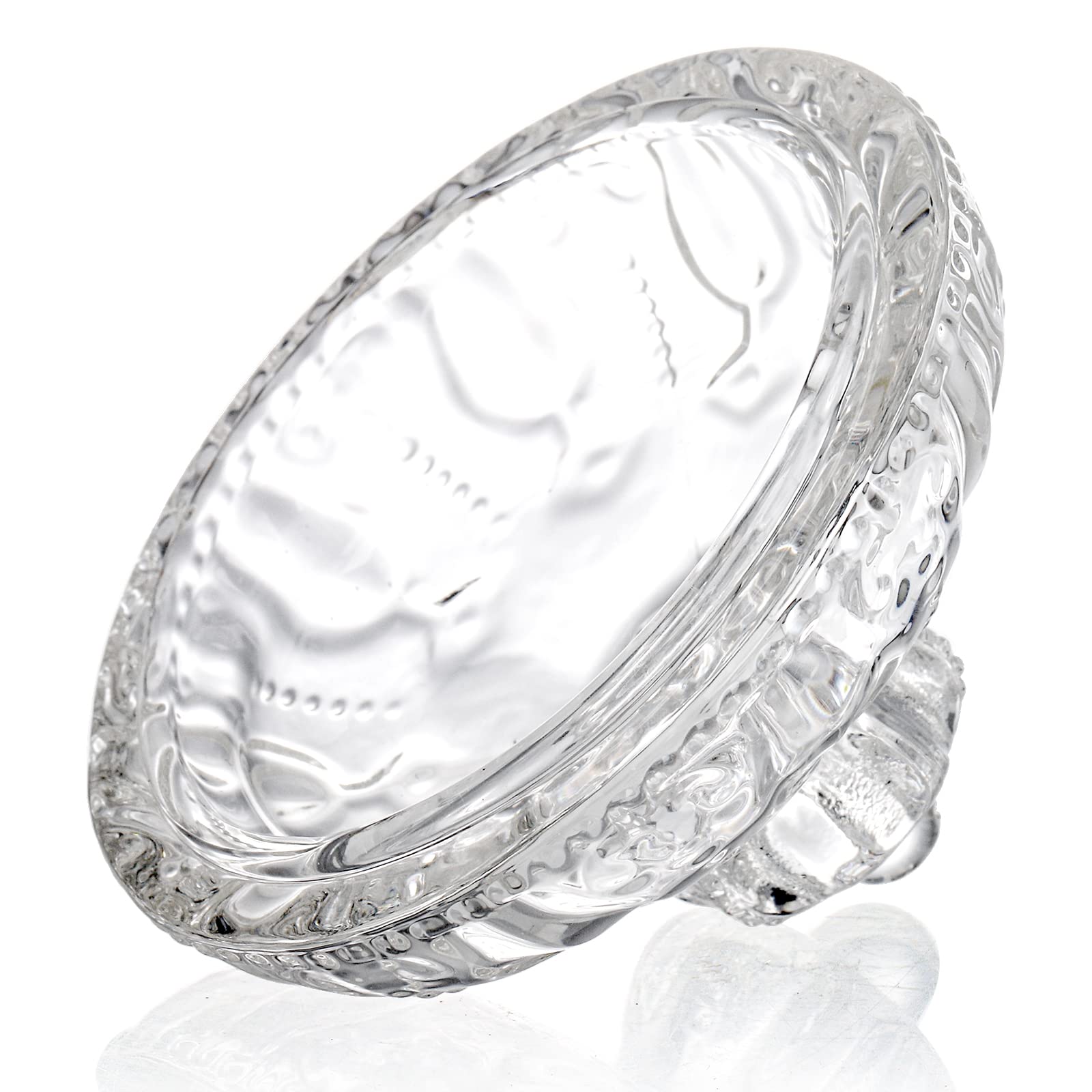 Tosnail 4 Pack 8 Oz Clear Glass Jar with Lid, Decorative Candy Dishes with Lids, Crystal Covered Sugar Bowl, Small Cookie Storage Container for Home, Kitchen, Office Coffee Desk