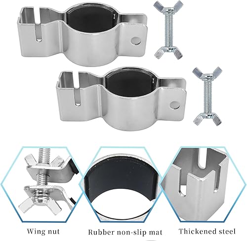 Miniatura 4 de UOIENRT Paquete de 2 abrazaderas de tubo y cortina, barra transversal doble extra de 3 vías, abrazadera de soporte para decoración de bodas, fiestas