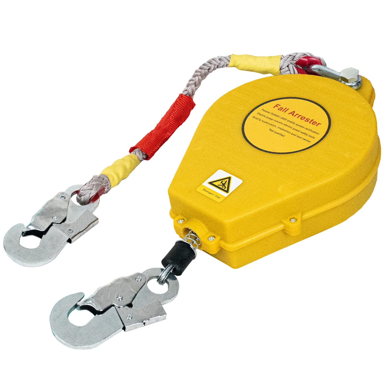 Höhensicherungsgerät Absturzsicherung 3m/5m/7m/10m/15m/20m(Gelb,15m) | Einziehbar Absturzsicherung Dachdecker Grün/Gelb, 150kg Auffanggurt Absturzsicherung für Arbeiten in der Höhe