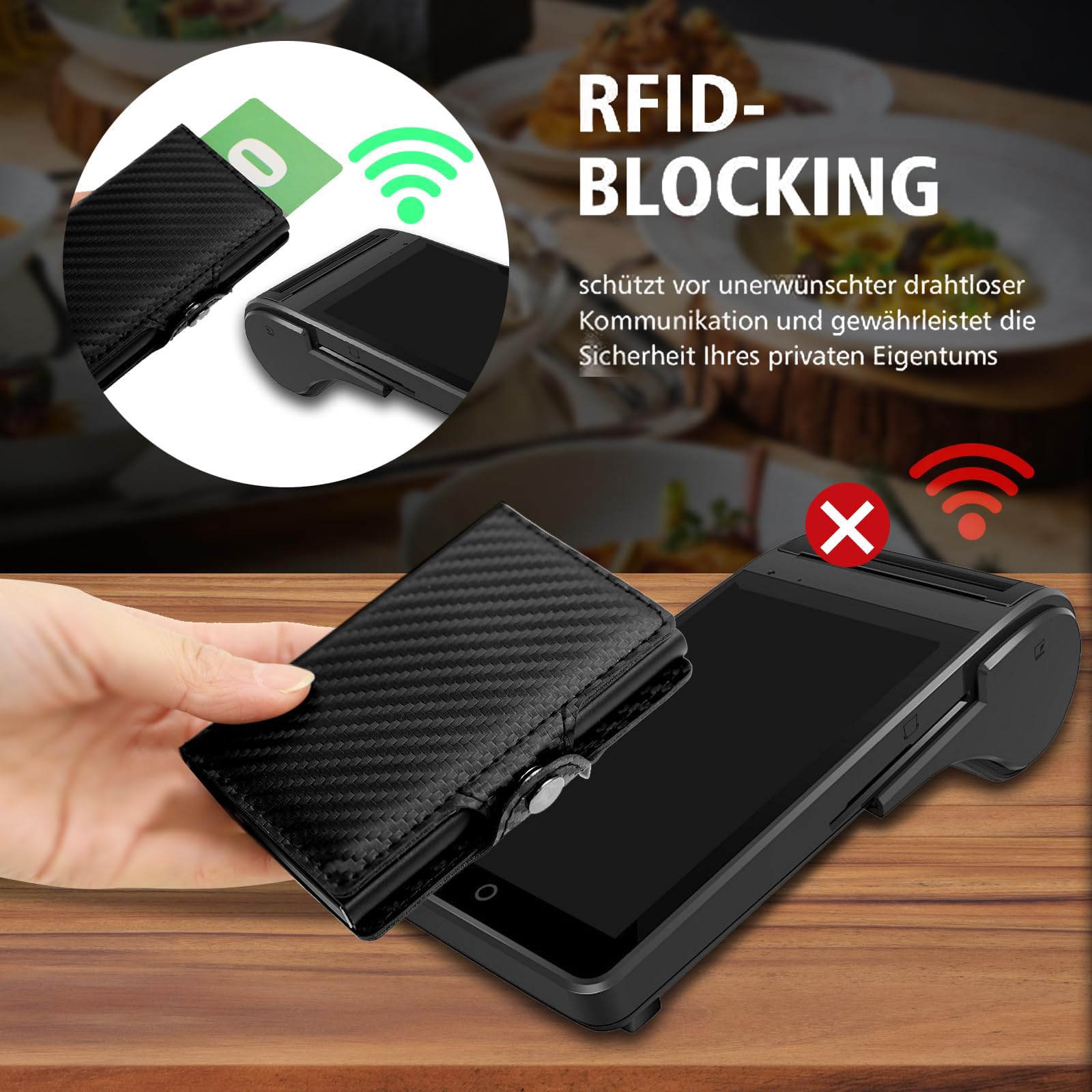 AISIR Porta Carte di Credito Portafoglio Uomo,Portafoglio da uomo,di Protezione RFID,Mini Portafoglio da uomo con Scomparto per Banconote e Scomparto per Monete （nero di carbonio） 2024 Nuovo