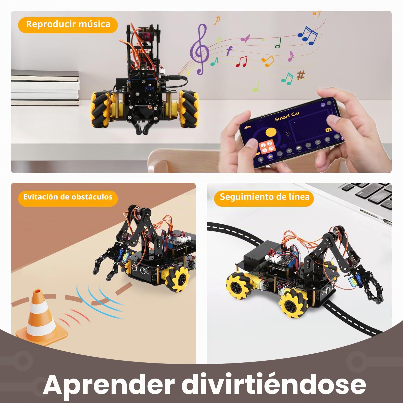 Robótica para niños de 8 a 12 años, kit inteligente de brazo robot ACEBOTT con 5DOF, juguetes STEM para niños de 8 a 12 años, 12 a 16 años, ESP32 Arduino/Python/Blockly Coding, aplicación y control