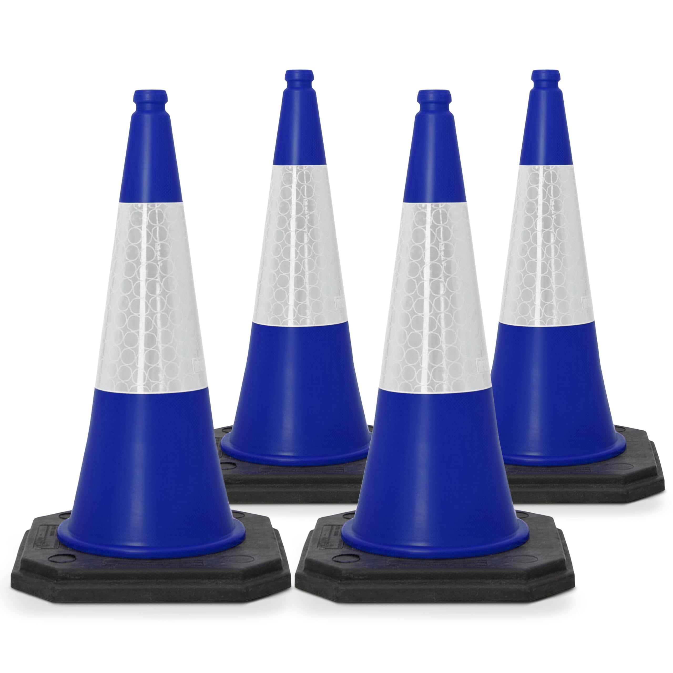Street Solutions UK Blue Traffic Cones 750mm Pack of 4 - Heavy Duty Road Cones Large, Wind Resistant High Reflectivity No Parking Cones