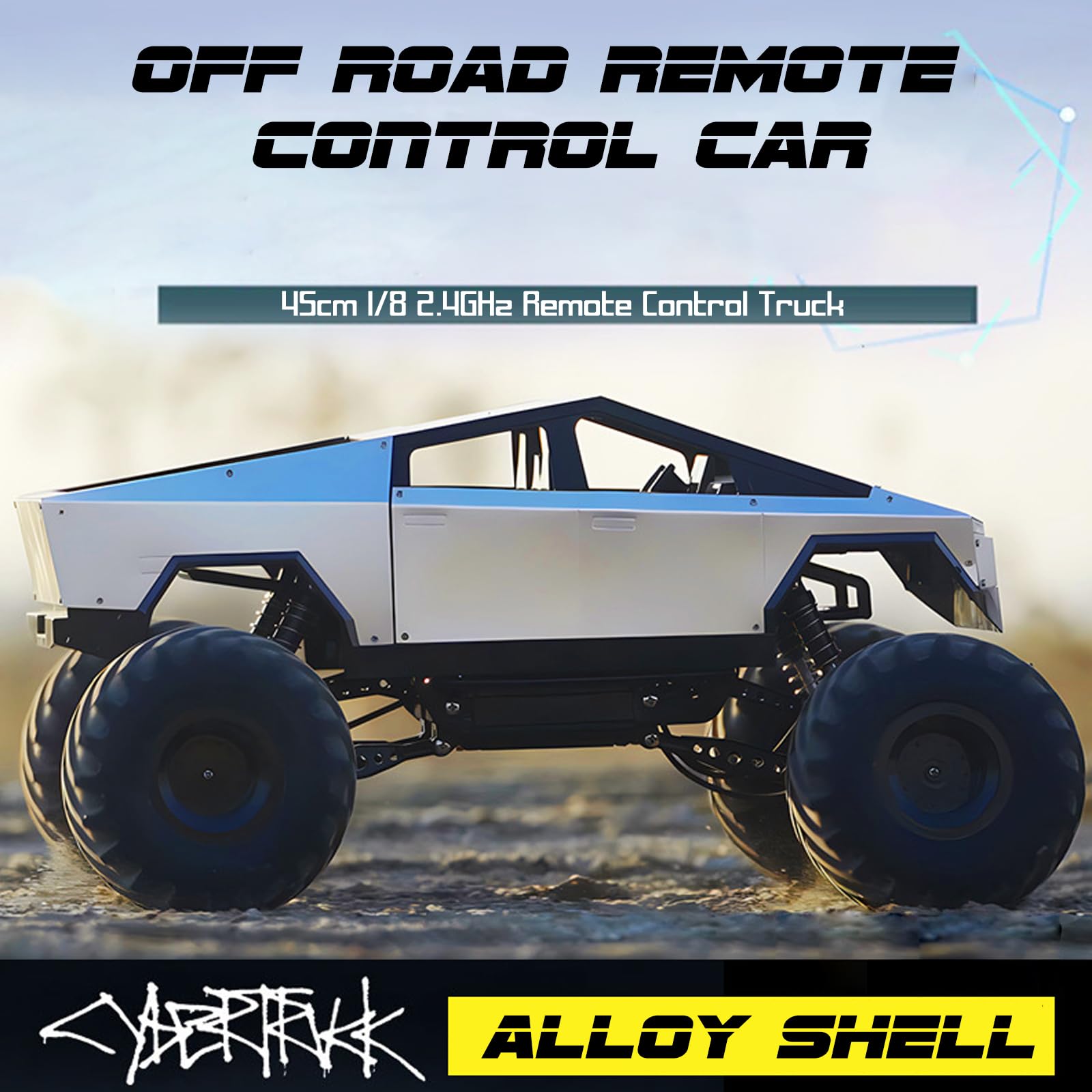 GoolRC 1:8 Scale Large Remote Control Car, RC Cars with Metal Shell, 2.4GHz 4WD RC Truck with Headlights, All Terrain Off Road Monster Truck with 2 Batteries for Adults
