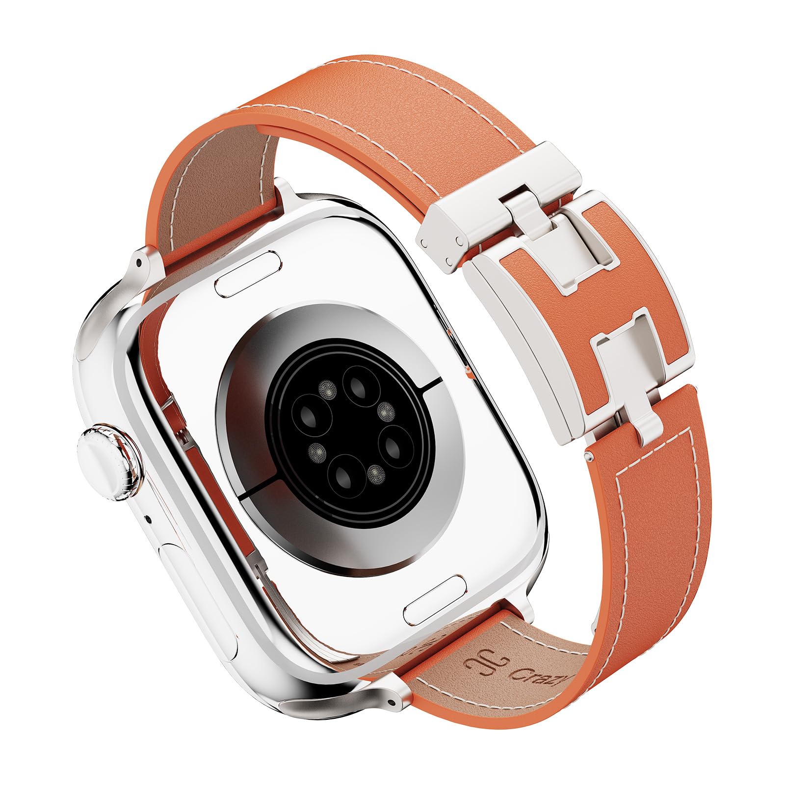 Bracelet en cuir véritable pour Apple Watch avec boucle signature H pour